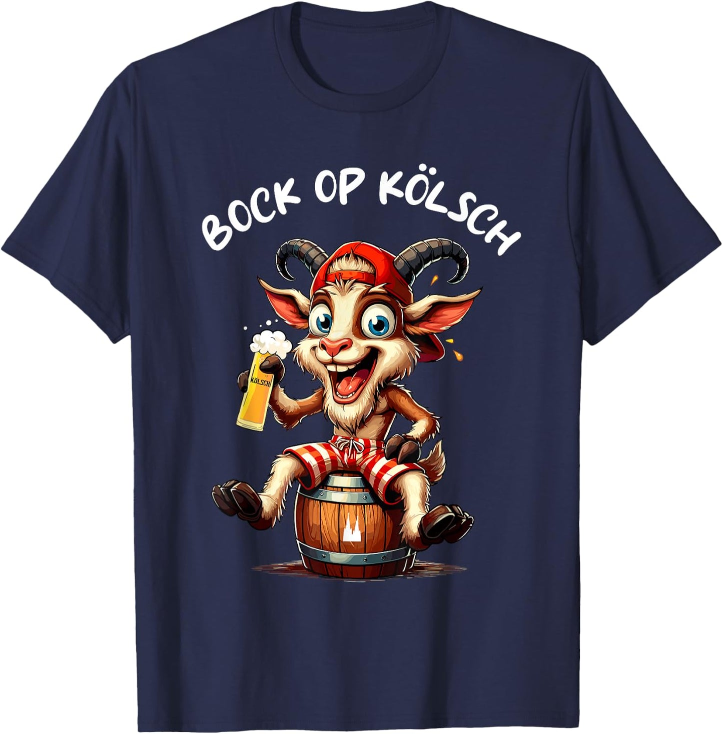 Bock op Kölsch Goat Köln Carnival Alaaf Funny , black T-Shirt - T-Shirt | Navy