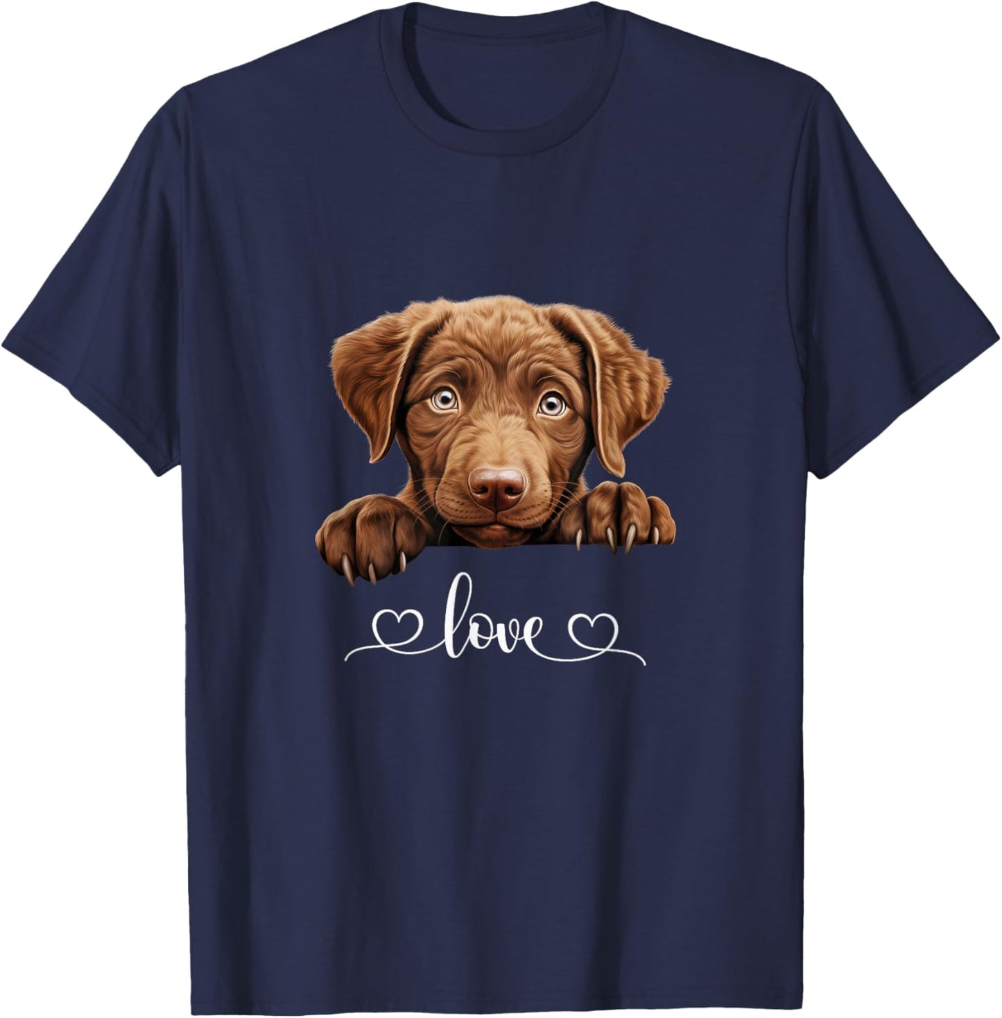 Cute Dog Graphic Love Puppy Chesapeake Bay Retriever Dog Women T-Shirt - T-Shirt | Navy