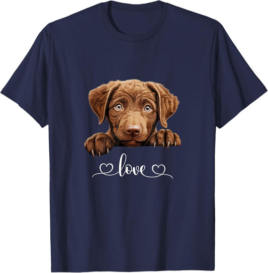 Cute Dog Graphic Love Puppy Chesapeake Bay Retriever Dog Women T-Shirt - T-Shirt | Navy