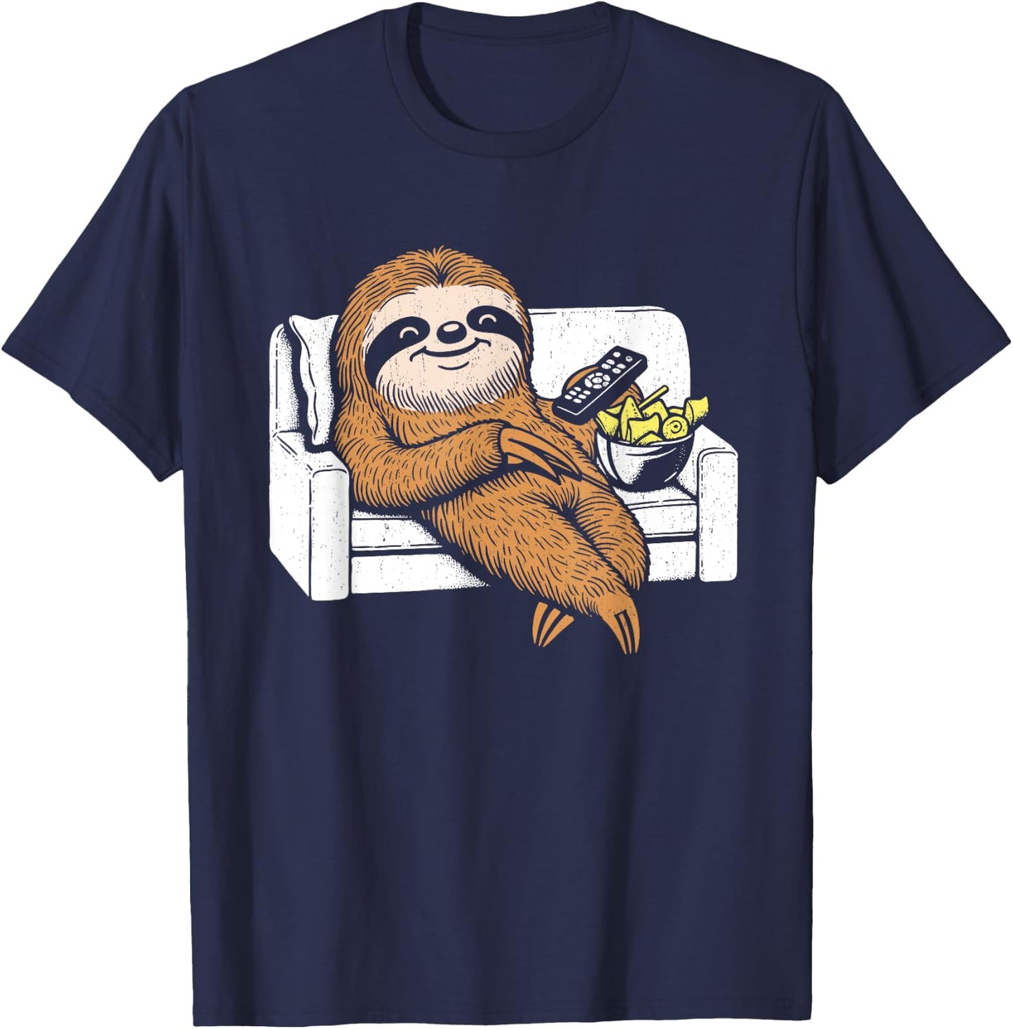 Lazy Lazy Watching TV Funny Lazy Animal Lover Humor , Black, S T-Shirt - T-Shirt | Navy