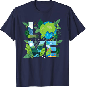 Love World - Environmental Protection Earth Day Climate T-Shirt - T-Shirt | Navy