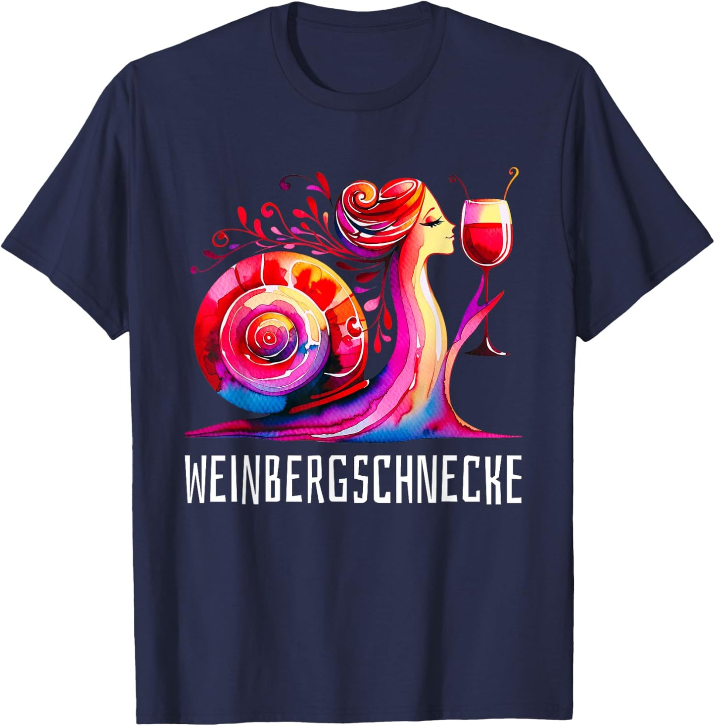 Vineyard Snail Wine Snail Motif Funny Red Wine Party , black T-Shirt - T-Shirt | Navy