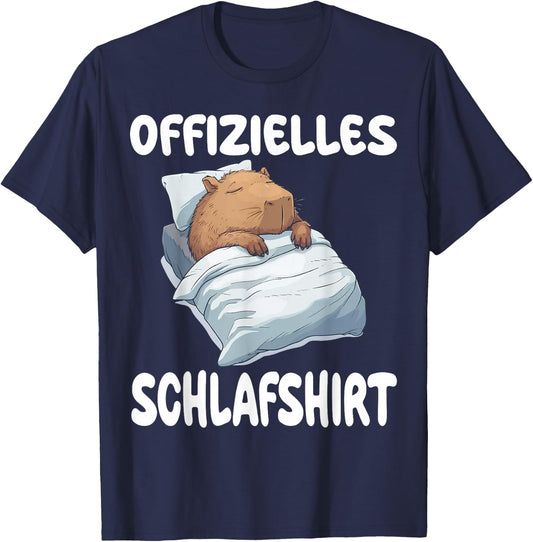 Capybara Water Pig Official Sleep Shirt Nightdress , black T-Shirt - T-Shirt | Navy