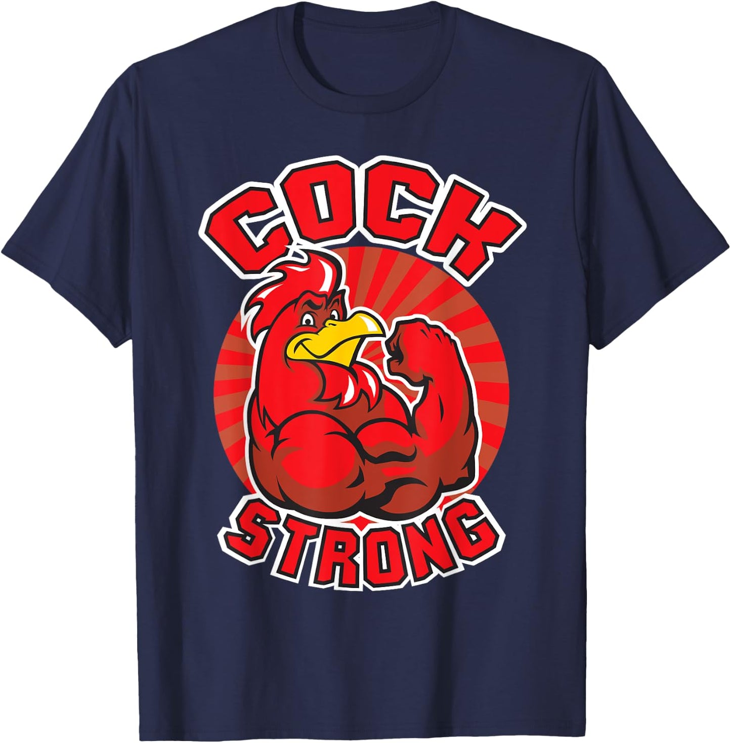 Cock Strong - Muscular Chicken - Novelty Gym T-Shirt - T-Shirt | Navy