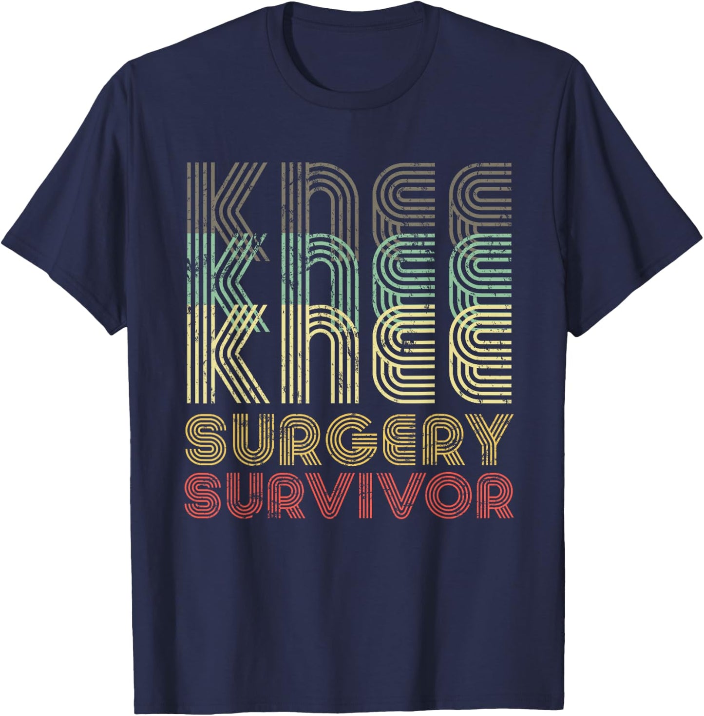 Retro Knee Surgery Survivor Shirt Hospital Get Well Gift T-Shirt - T-Shirt | Navy