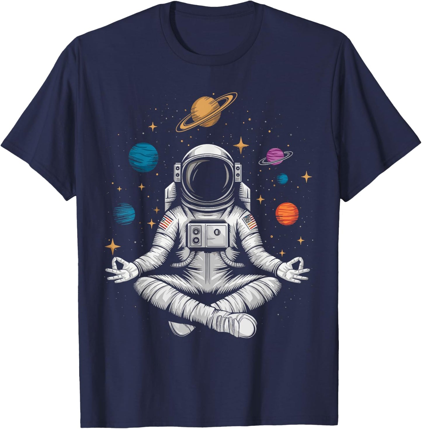 Yoga Astronaut Meditation Space T-Shirt - T-Shirt | Navy