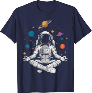 Yoga Astronaut Meditation Space T-Shirt - T-Shirt | Navy