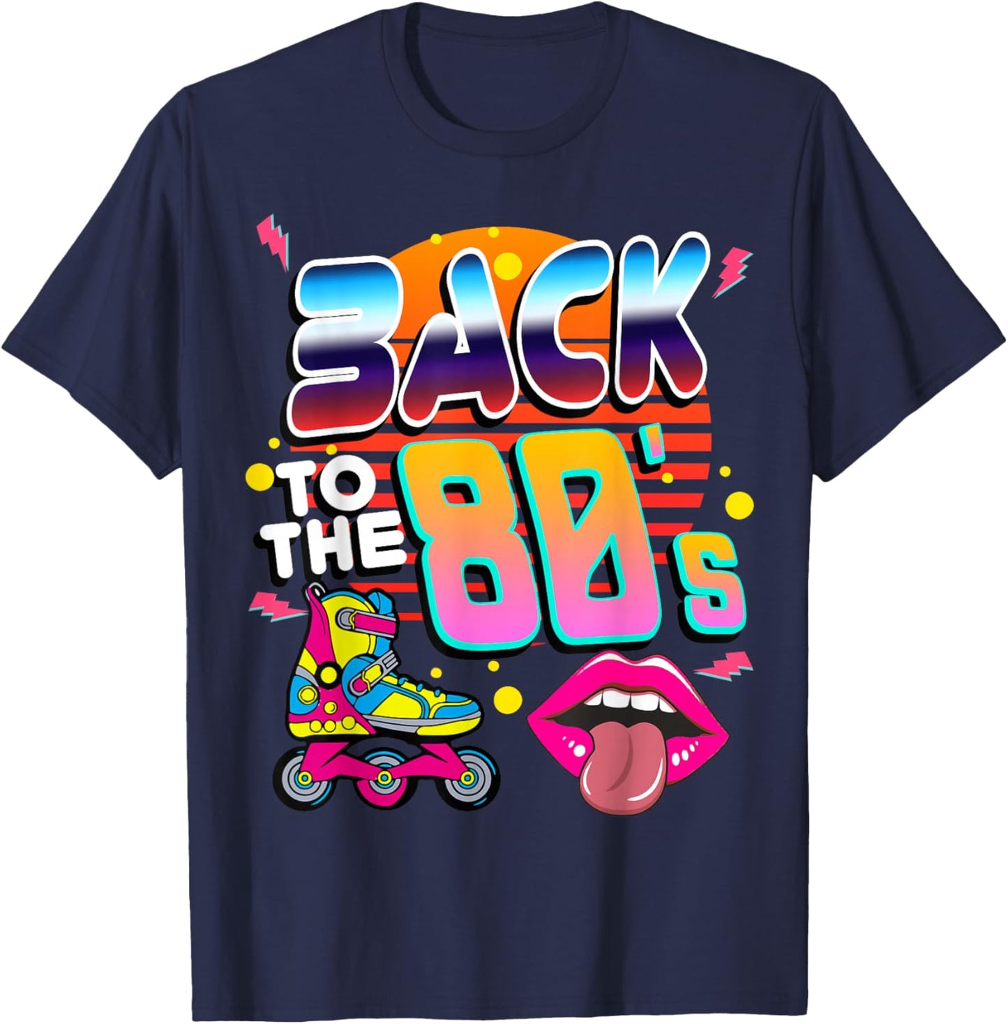 80s 80er Party Outfit Costume Back To The 80'S , black T-Shirt - T-Shirt | Navy