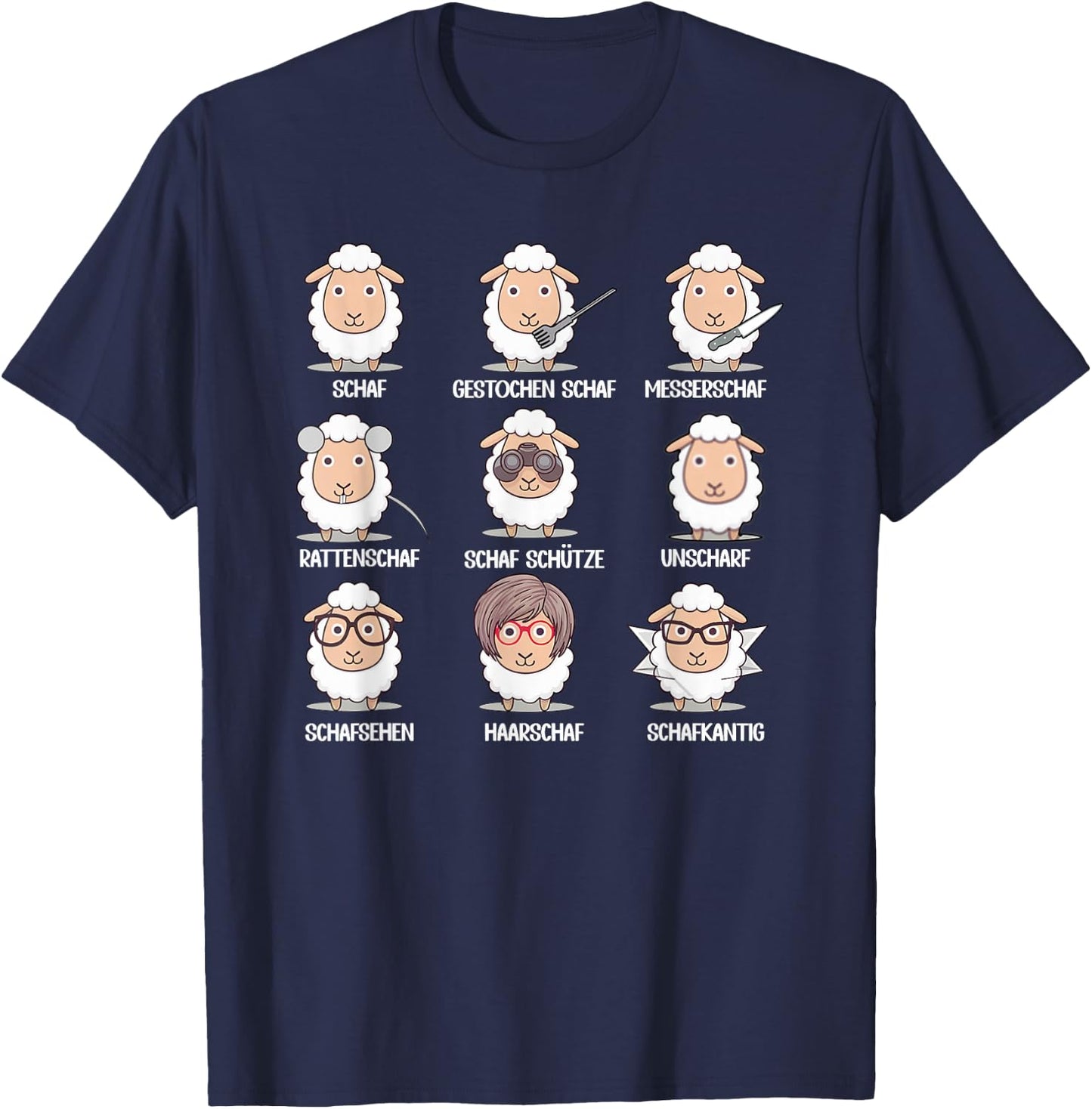 Funny Unsheep Word Game Funny Sheep & Sheep Herd , black T-Shirt - T-Shirt | Navy