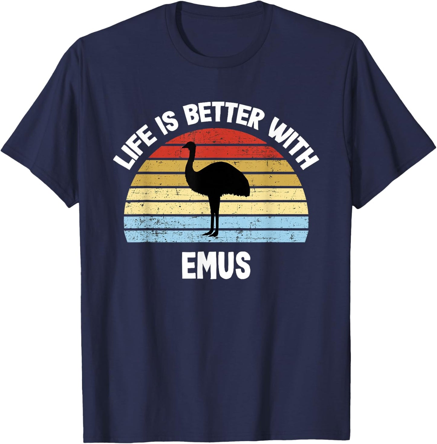 Emu with German Text "Das Leben ist besser mit Emus" [ T-Shirt - T-Shirt | Navy