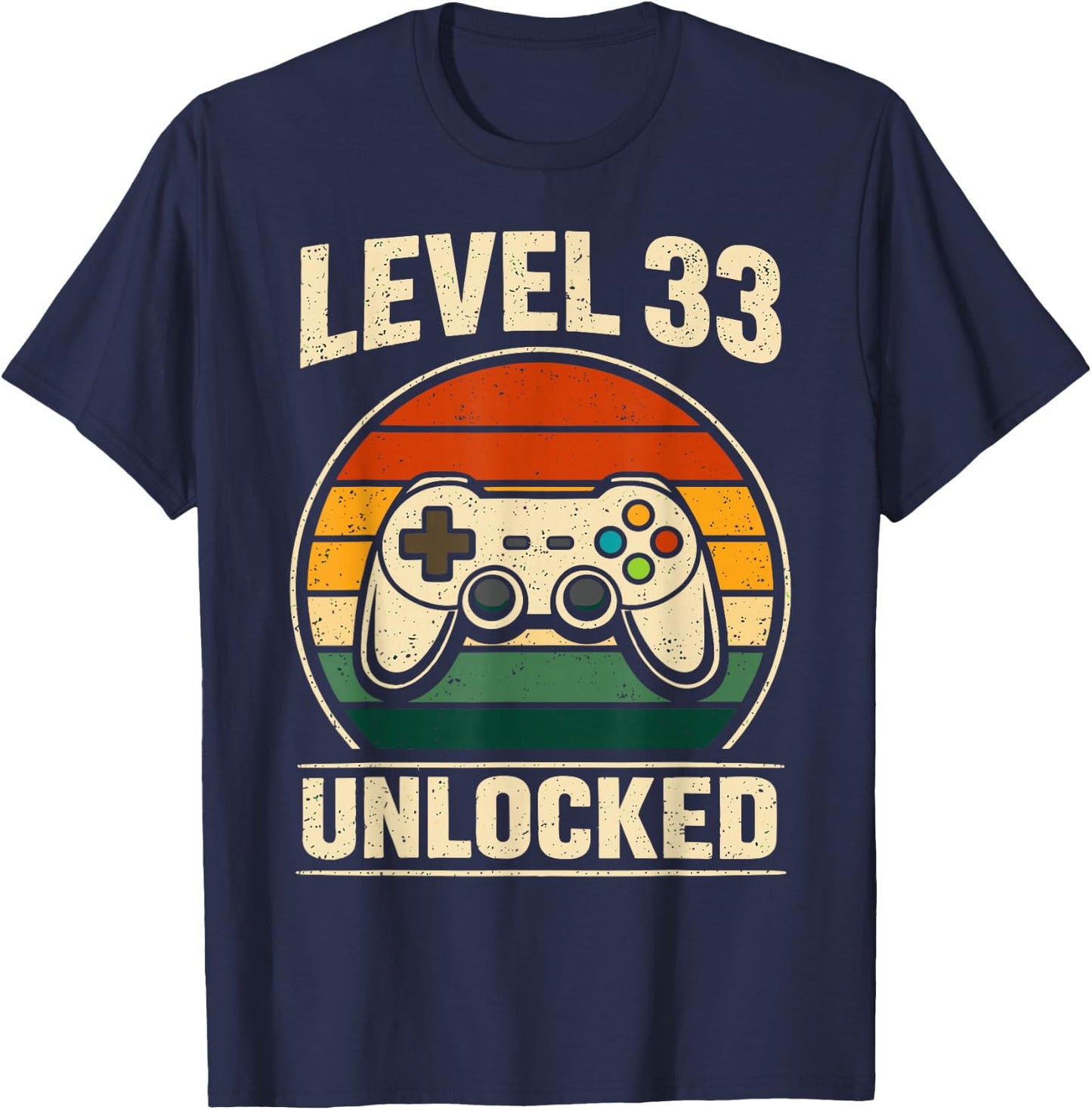 33th Birthday Level 33 Unlocked Gamer Gaming 33 Birthday T-Shirt - T-Shirt | Navy