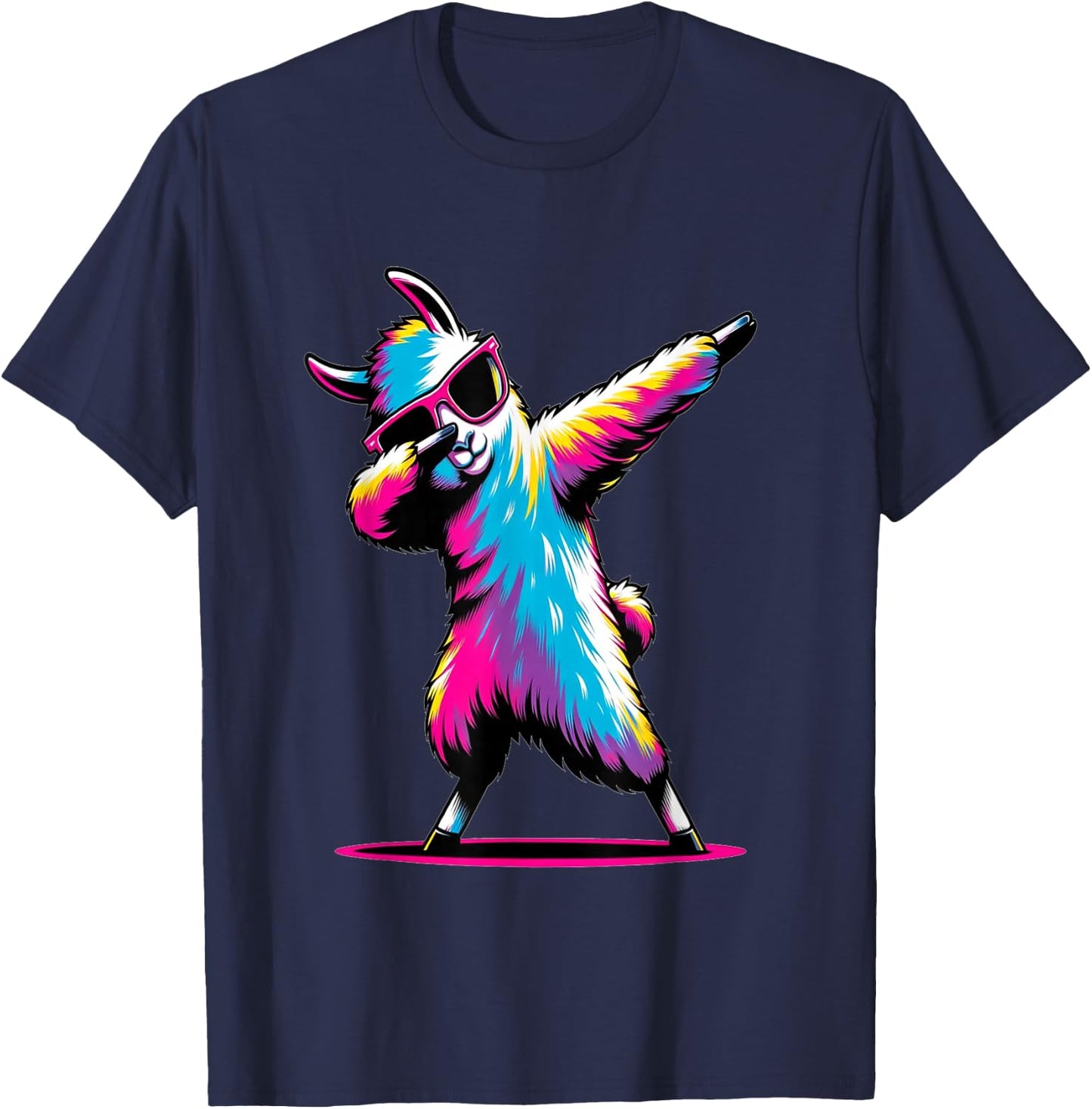 Dabbing Llama with sunglasses Dancing Dab Llama motif T-Shirt - T-Shirt | Navy