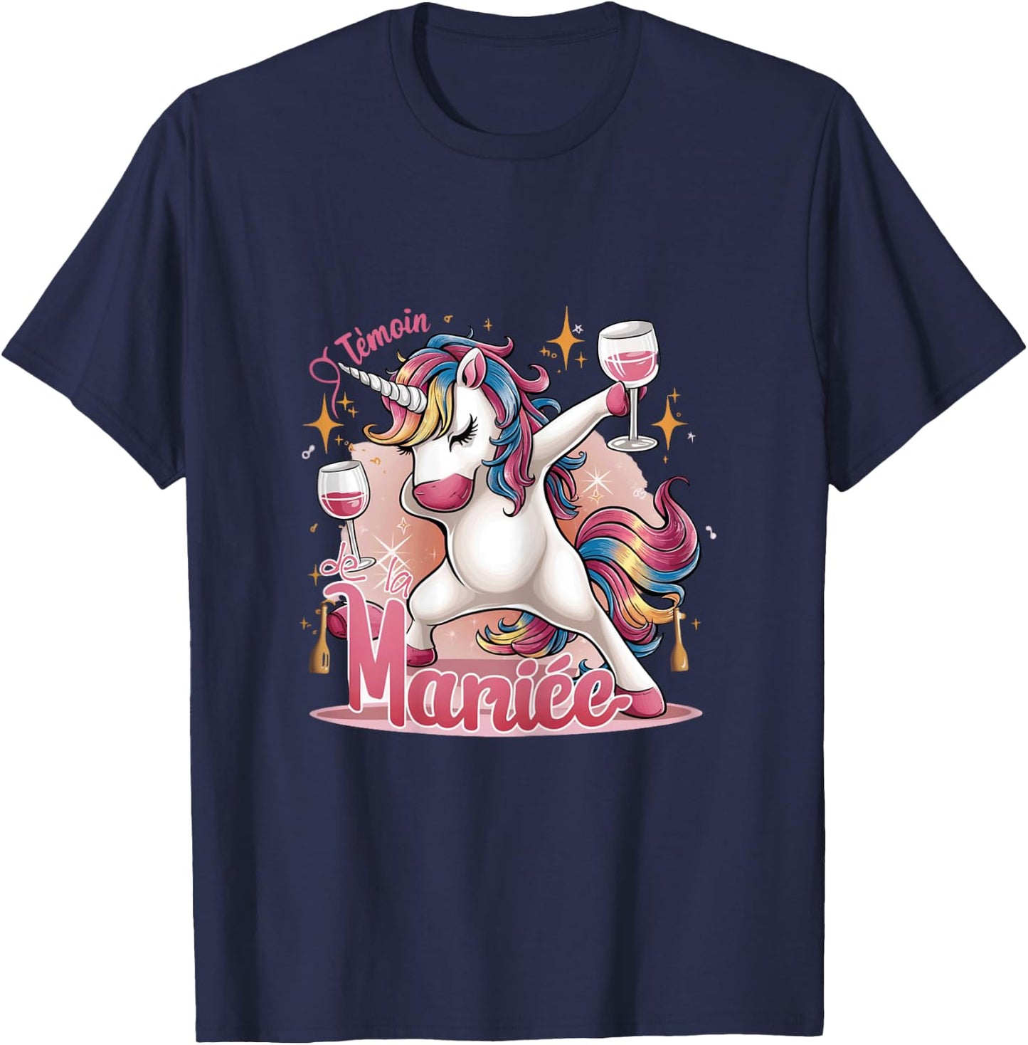 Team Unicorn Future Bride Witness Of The Bride Evjf Humor , Black T-Shirt - T-Shirt | Navy