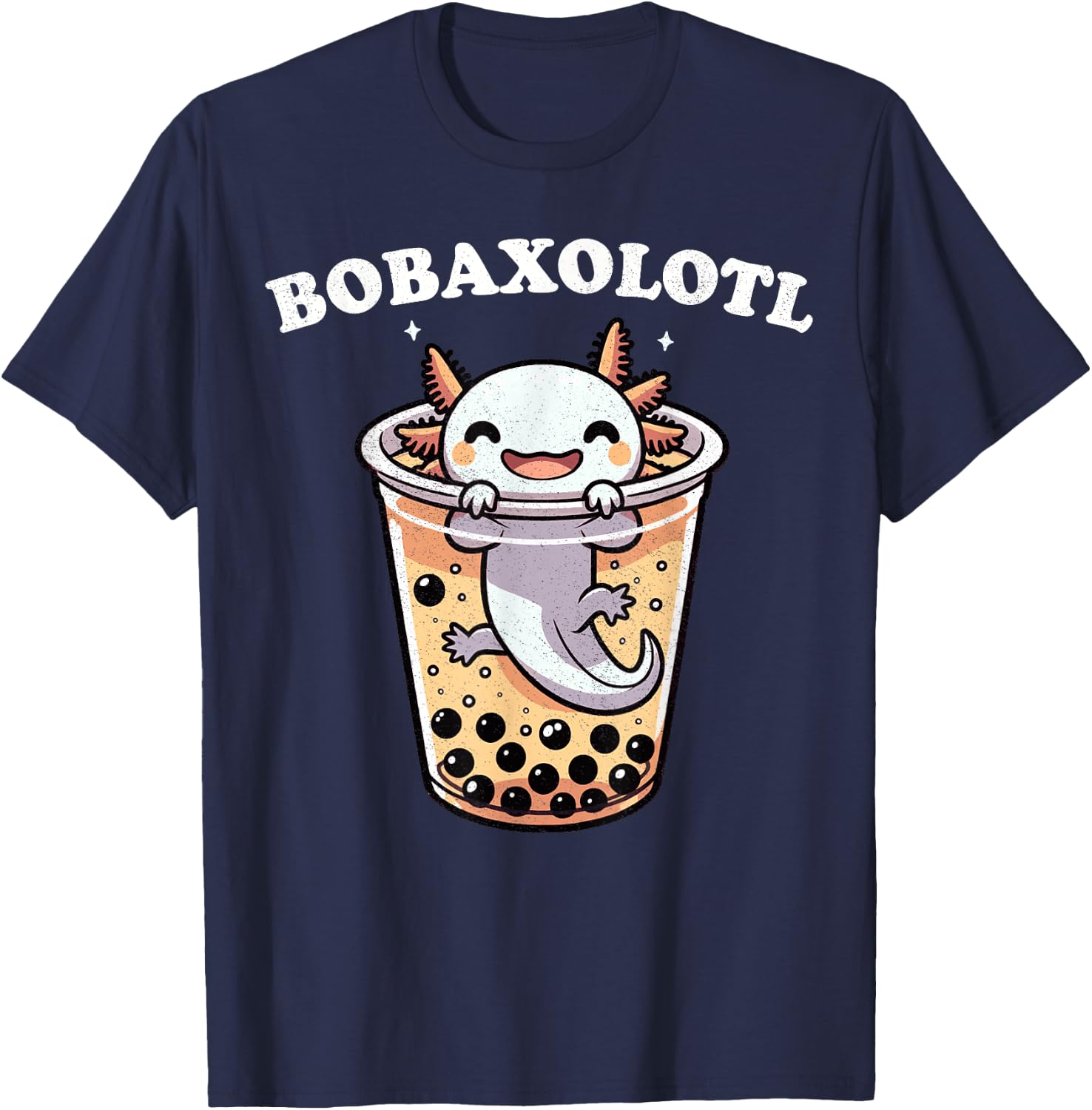 Axolotl Boba Tea Bubble Tea Milk Tea Anime Axolotl Funny T-Shirt - T-Shirt | Navy