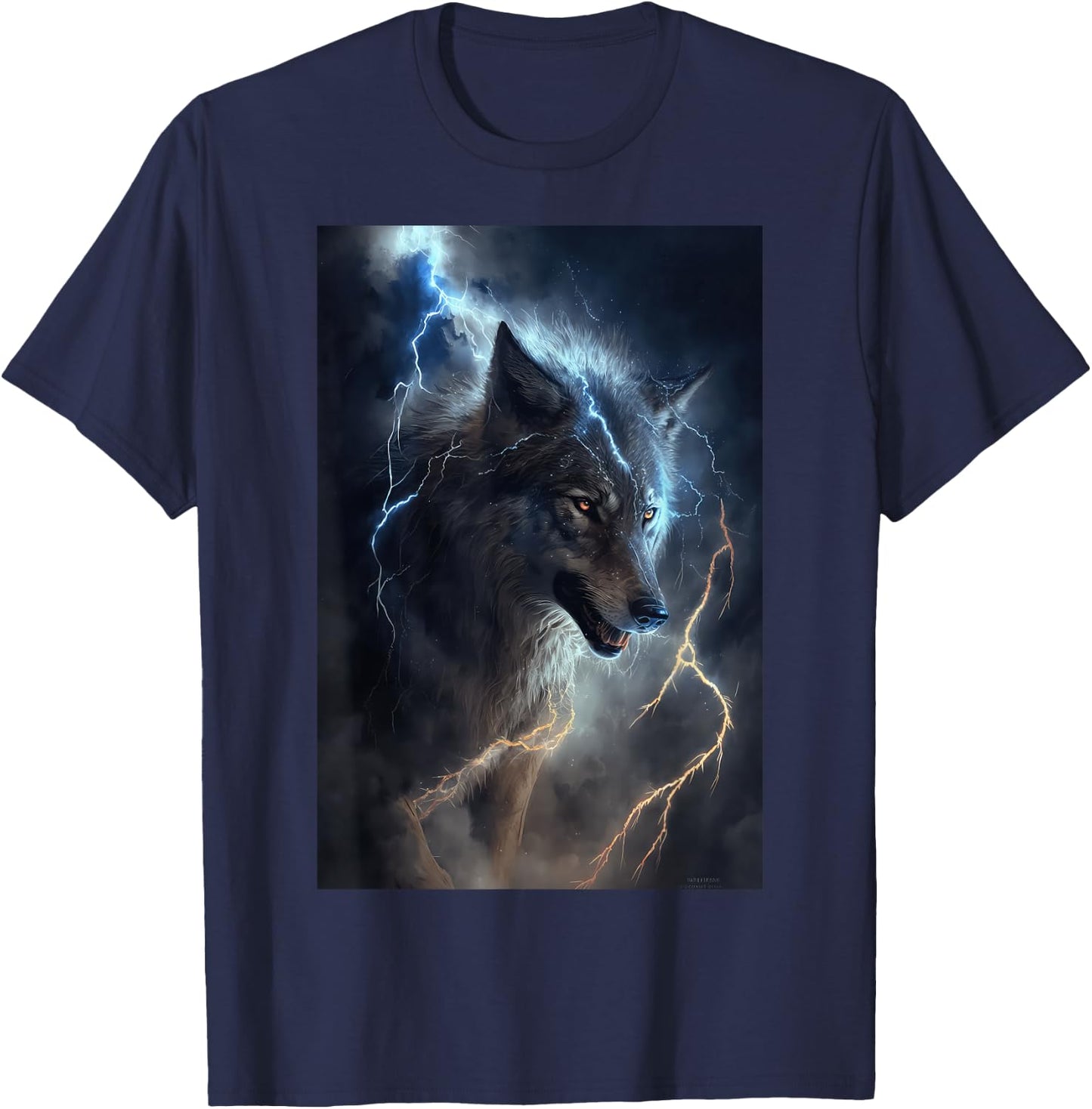 Wolf Lightning Thunder Wolf Lover T-Shirt - T-Shirt | Navy