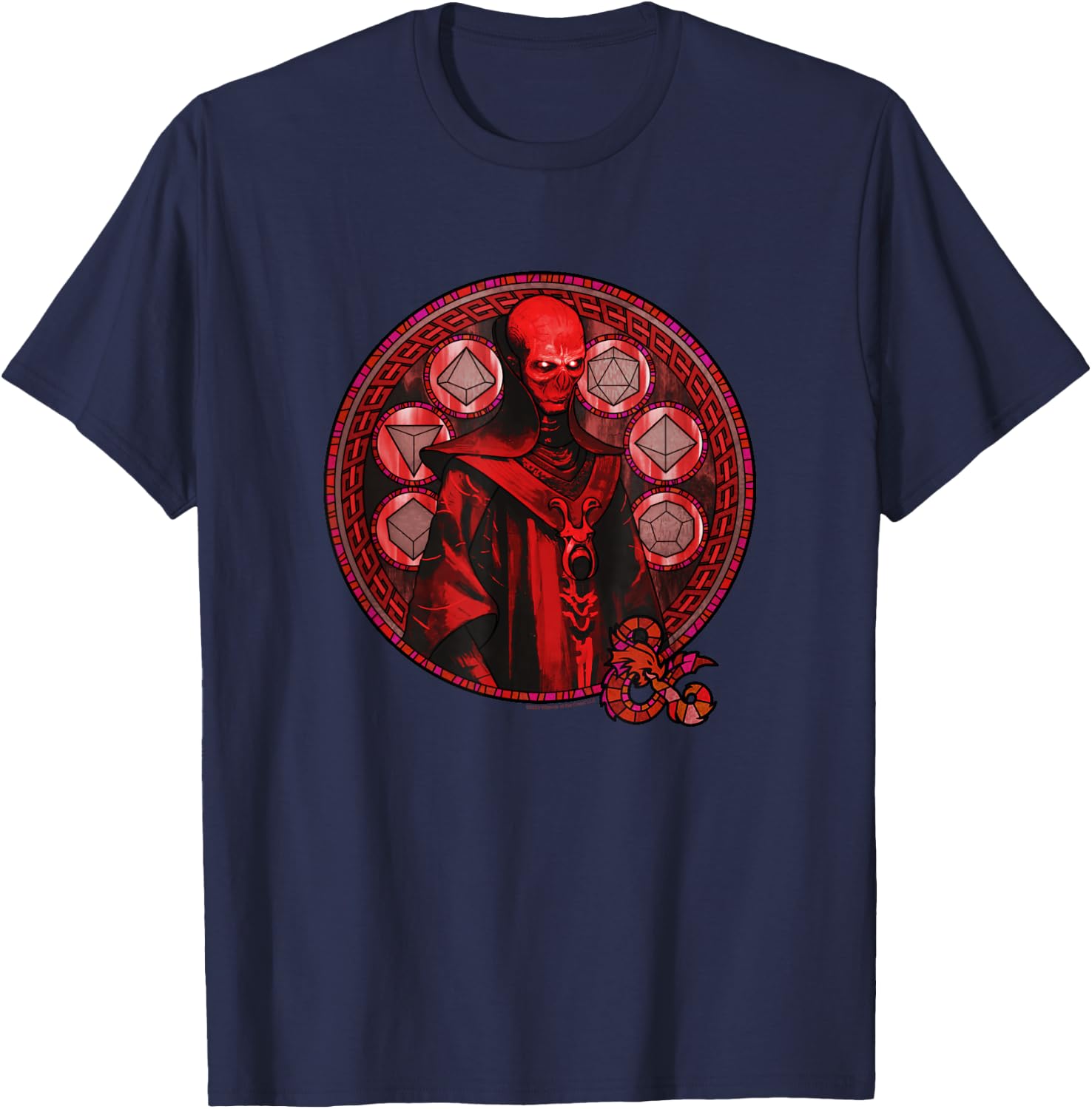 Dungeons & Dragons Szass Tam Red Stained Glass Style Logo T-Shirt - T-Shirt | Navy