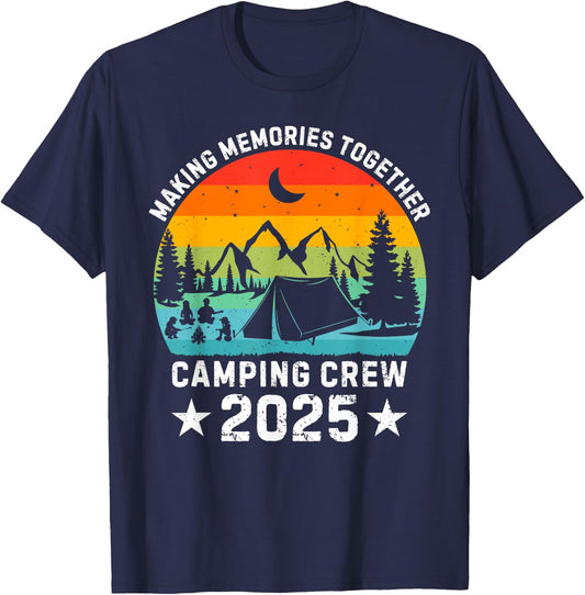 Family Camping Crew 2025 Outdoor Camper Group Matching T-Shirt - T-Shirt | Navy