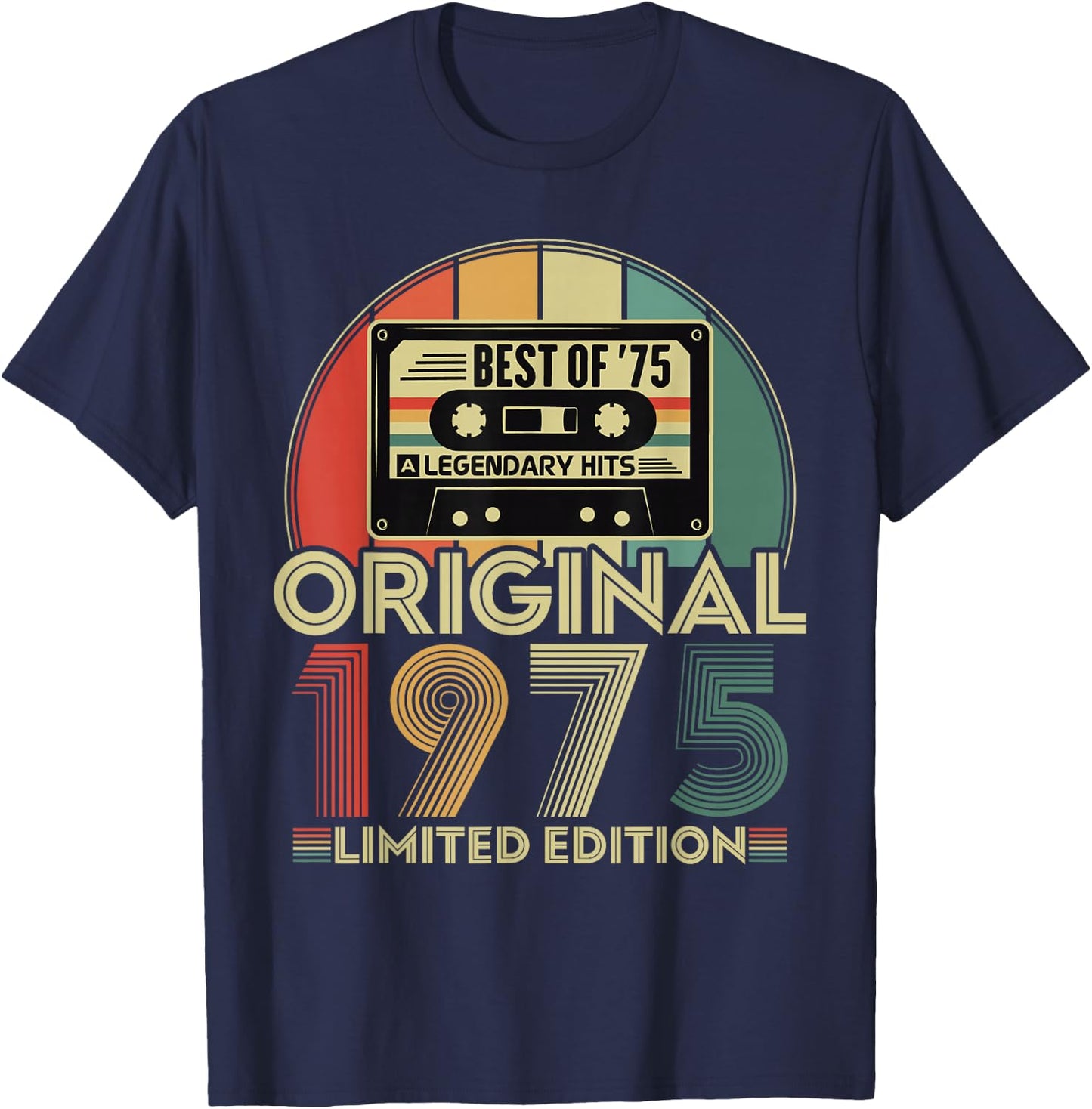 Original 1975 Vintage Birthday 50 Years Women , Black, S T-Shirt - T-Shirt | Navy