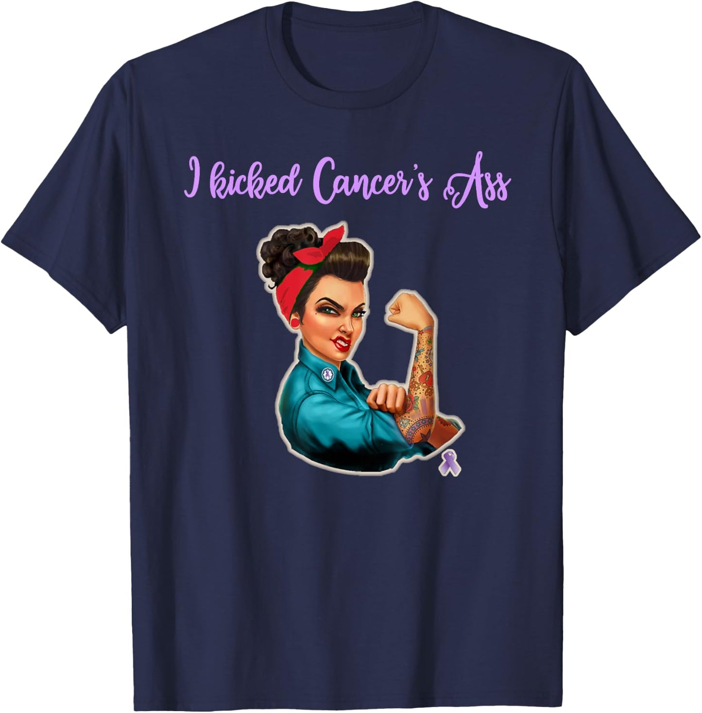 I Kicked Cancers Ass Cancer Survivors T-Shirt - T-Shirt | Navy