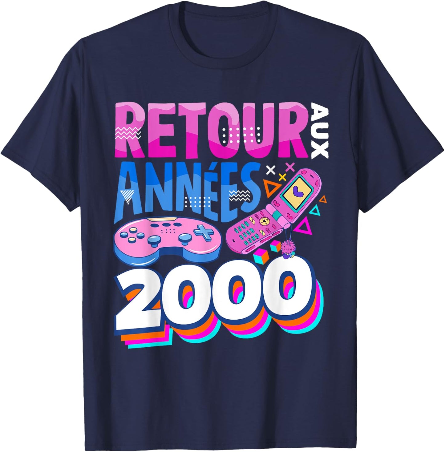 Back to the 2000s Vintage Retro 00s , Black, S T-Shirt - T-Shirt | Navy