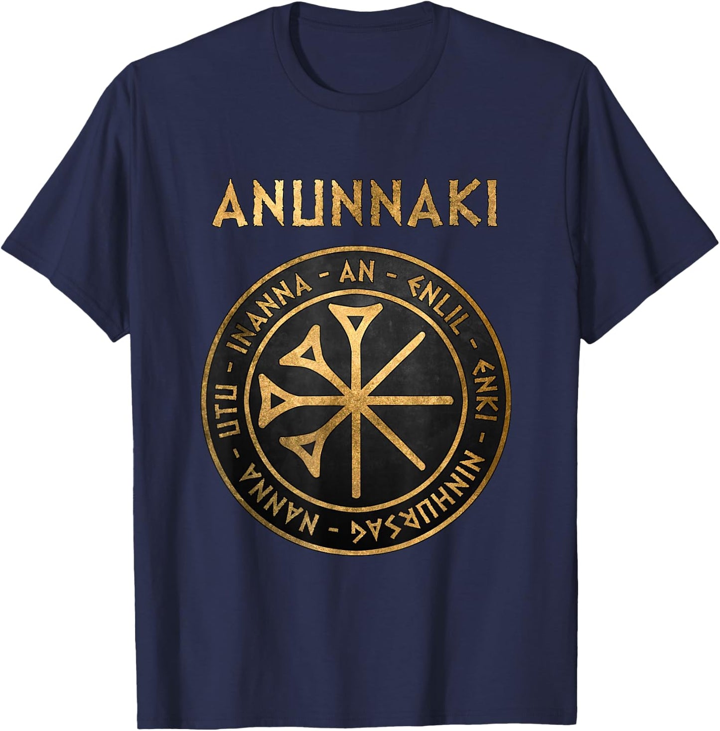 Symbol of the Ancient Gods of the Anunnaki of Mesopotamia , black T-Shirt - T-Shirt | Navy