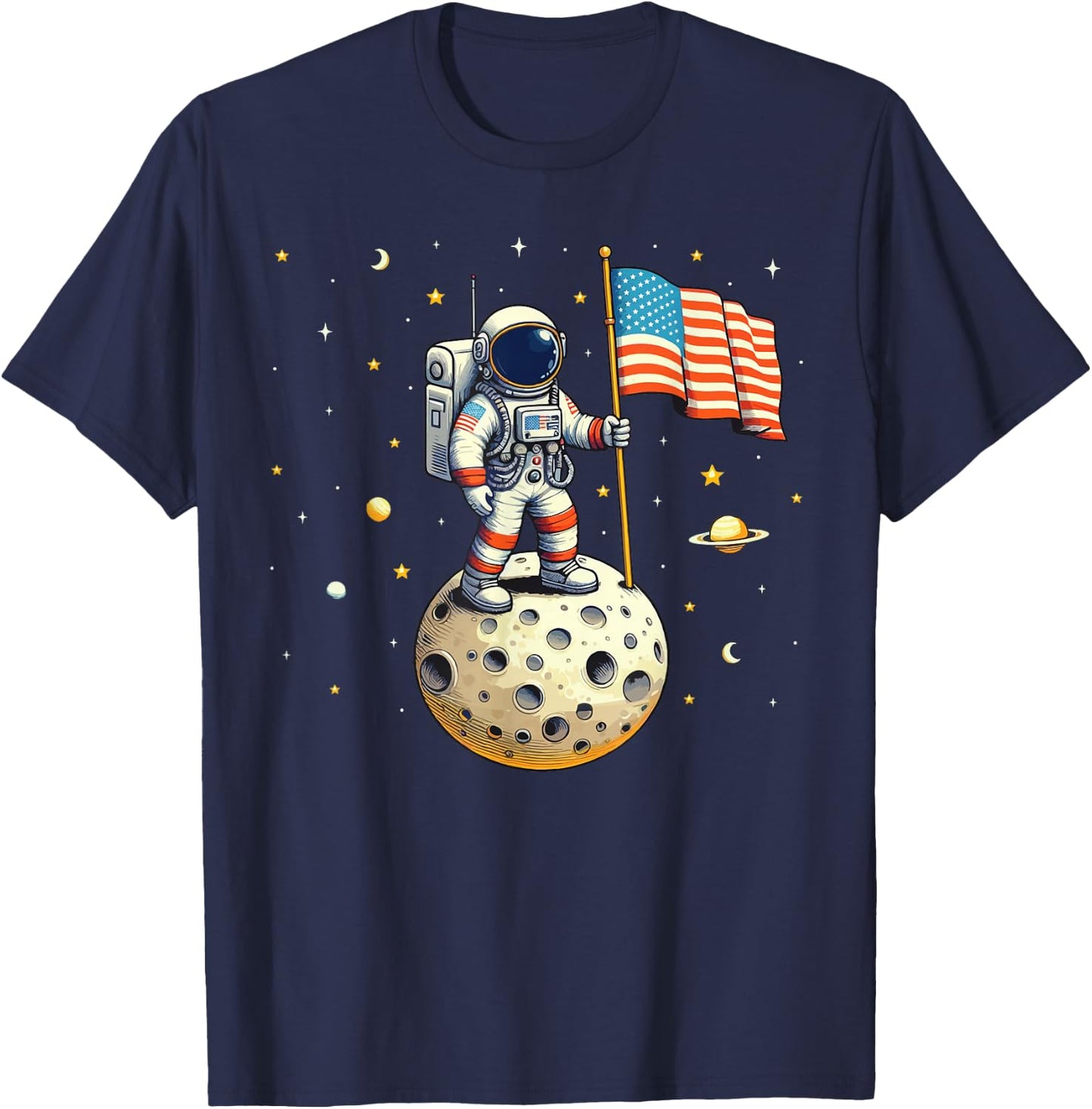 American Flag Astronaut Space 4th Of July Boy Toddlers T-Shirt - T-Shirt | Navy