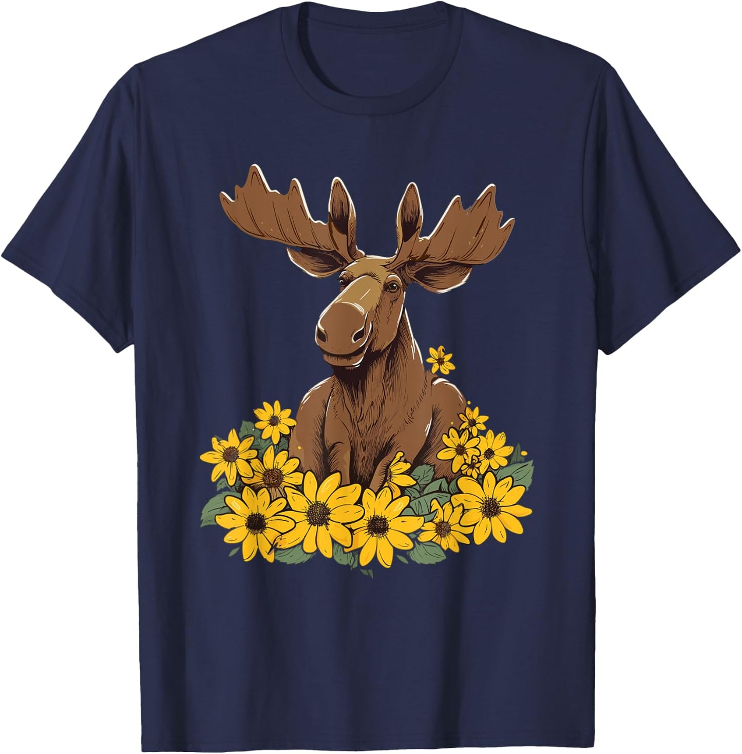 Moose Sunflower Moose Lovers Apparel Girls T-Shirt - T-Shirt | Navy