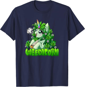 Weedicorn 420 Day Marijuana Leaf Funny Unicorn T-Shirt - T-Shirt | Navy