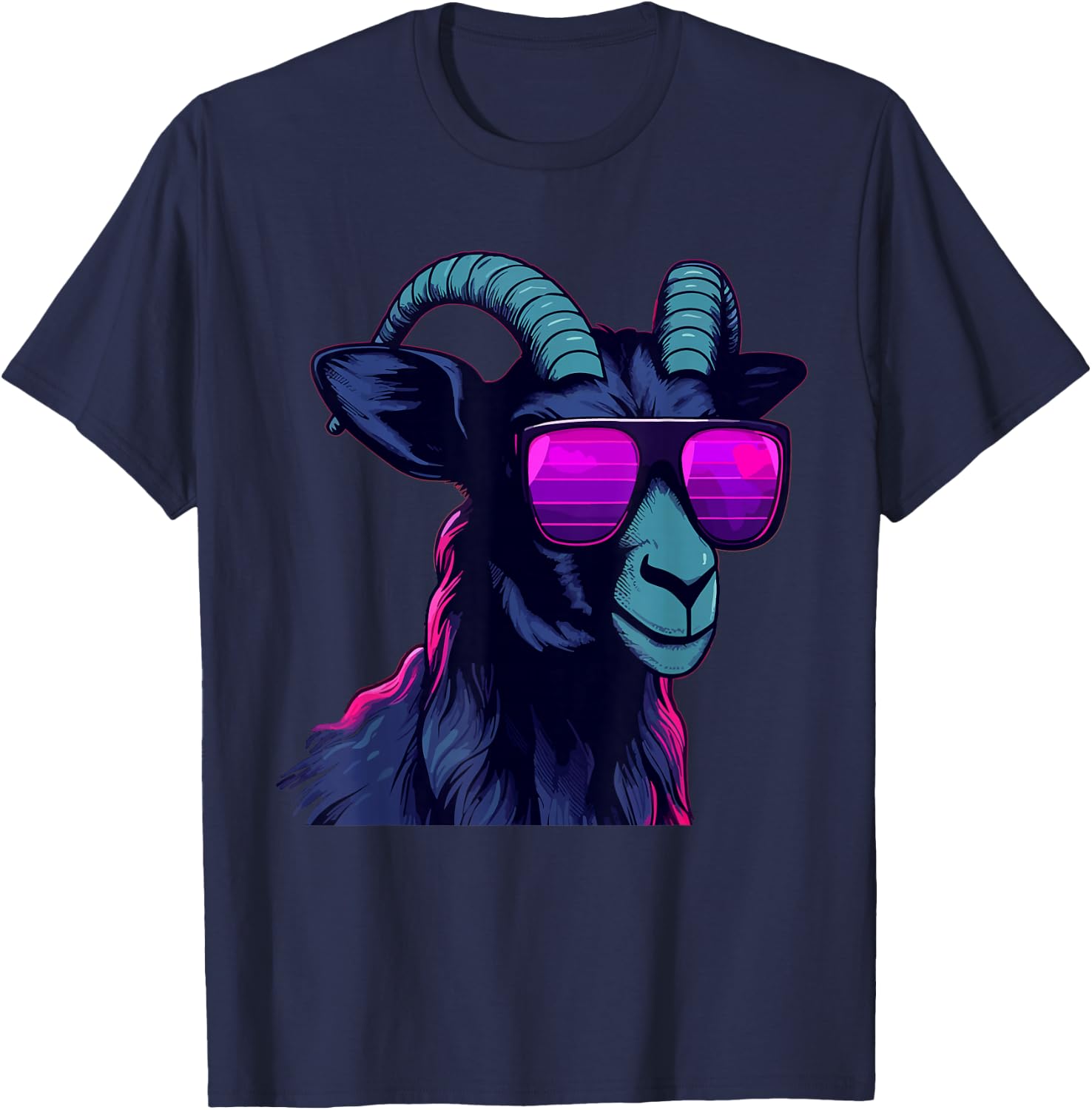 Funny Goat Wearing Sunglasses Graphic Farmer Farming Farm T-Shirt - T-Shirt | Navy