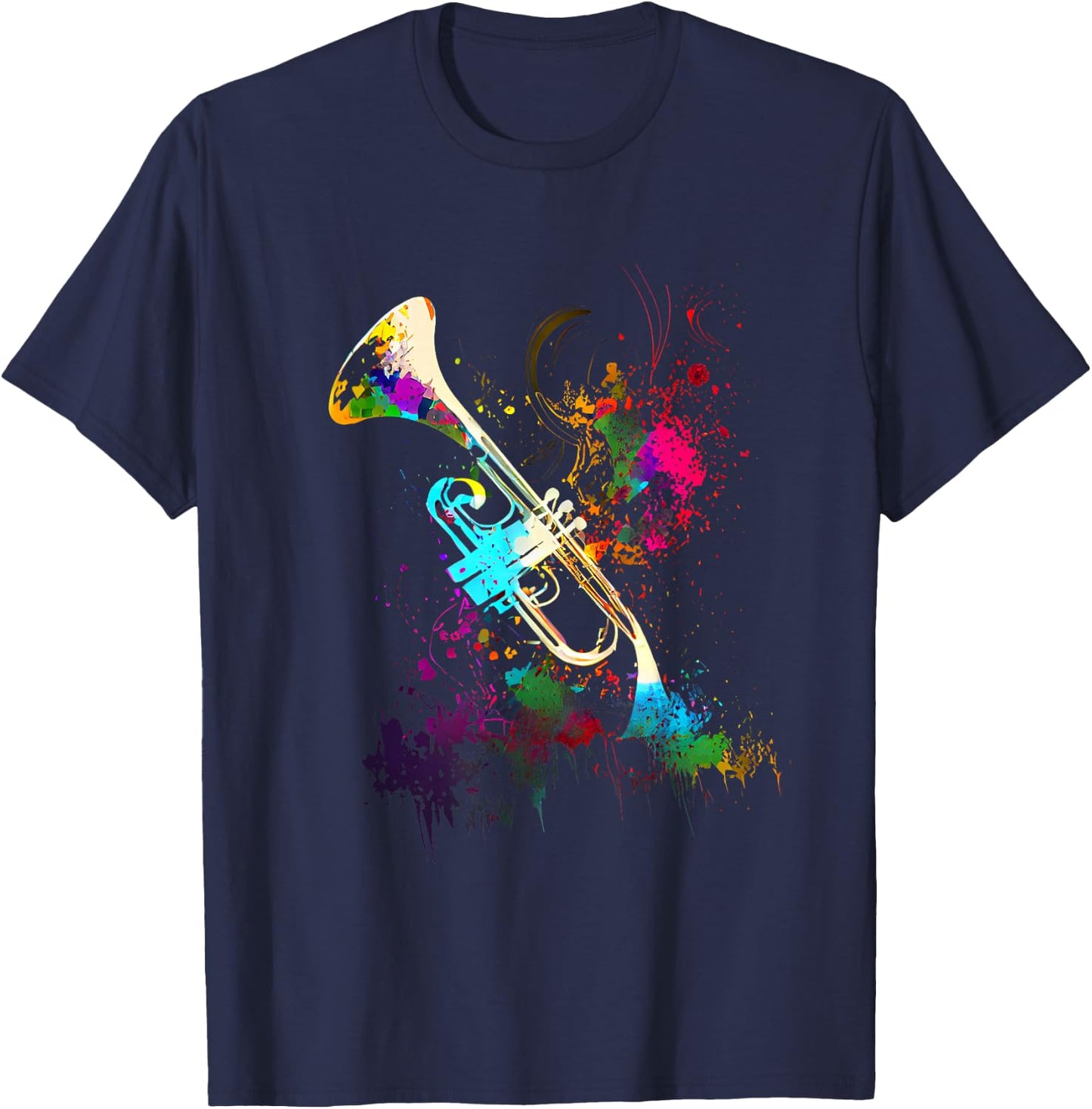 Trompete Spieler Musiker Geschenke & Designs - Erwachsene - Trompete - Black, Multicolored - S - Kurzarm - Crew-Kragen - Klassisch - Casual - Small - US - Regulär T-Shirt - T-Shirt | Navy