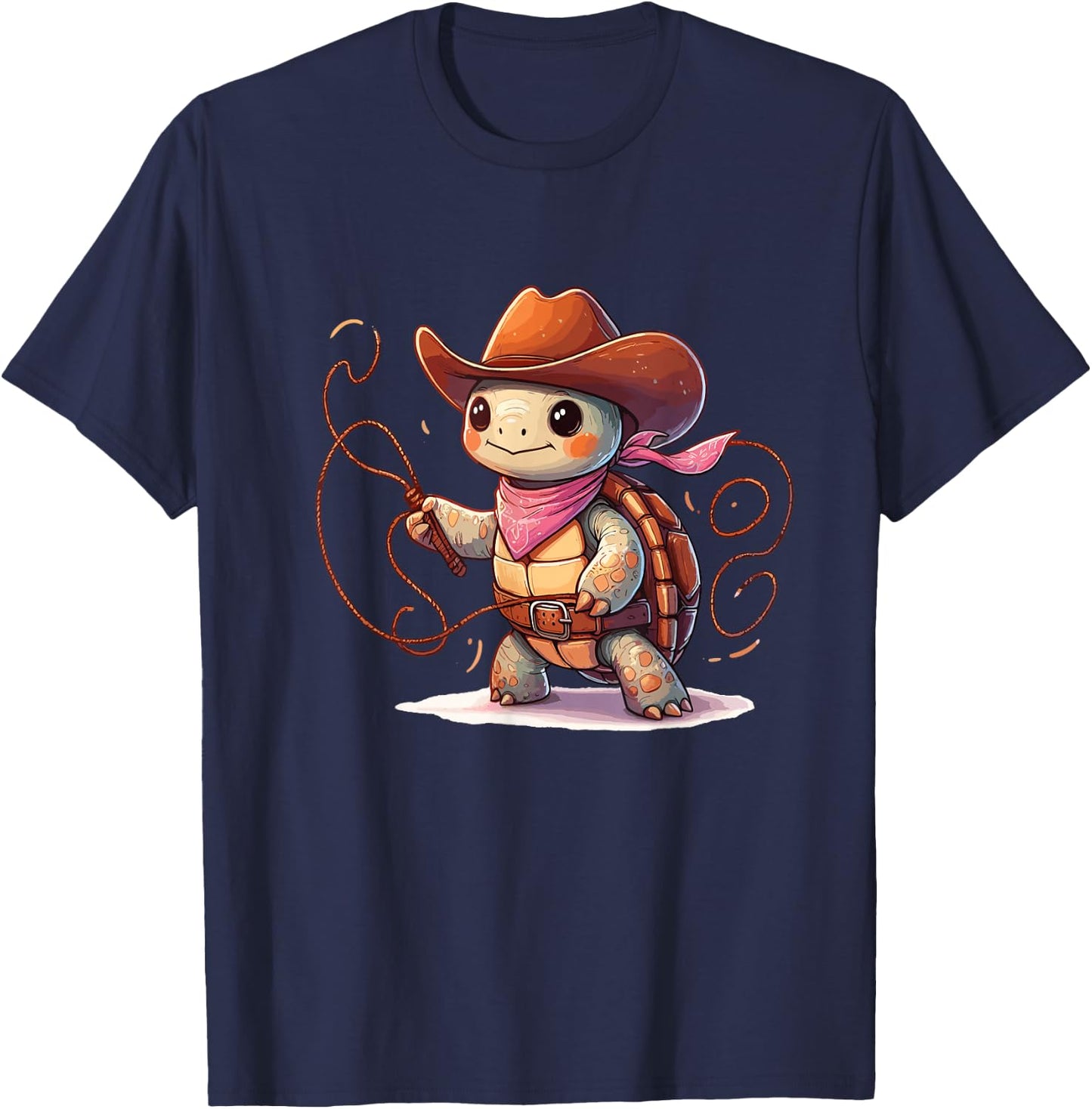 Western Rodeo Cowboy Hat Tortoise Turtle Texas Animals T-Shirt - T-Shirt | Navy