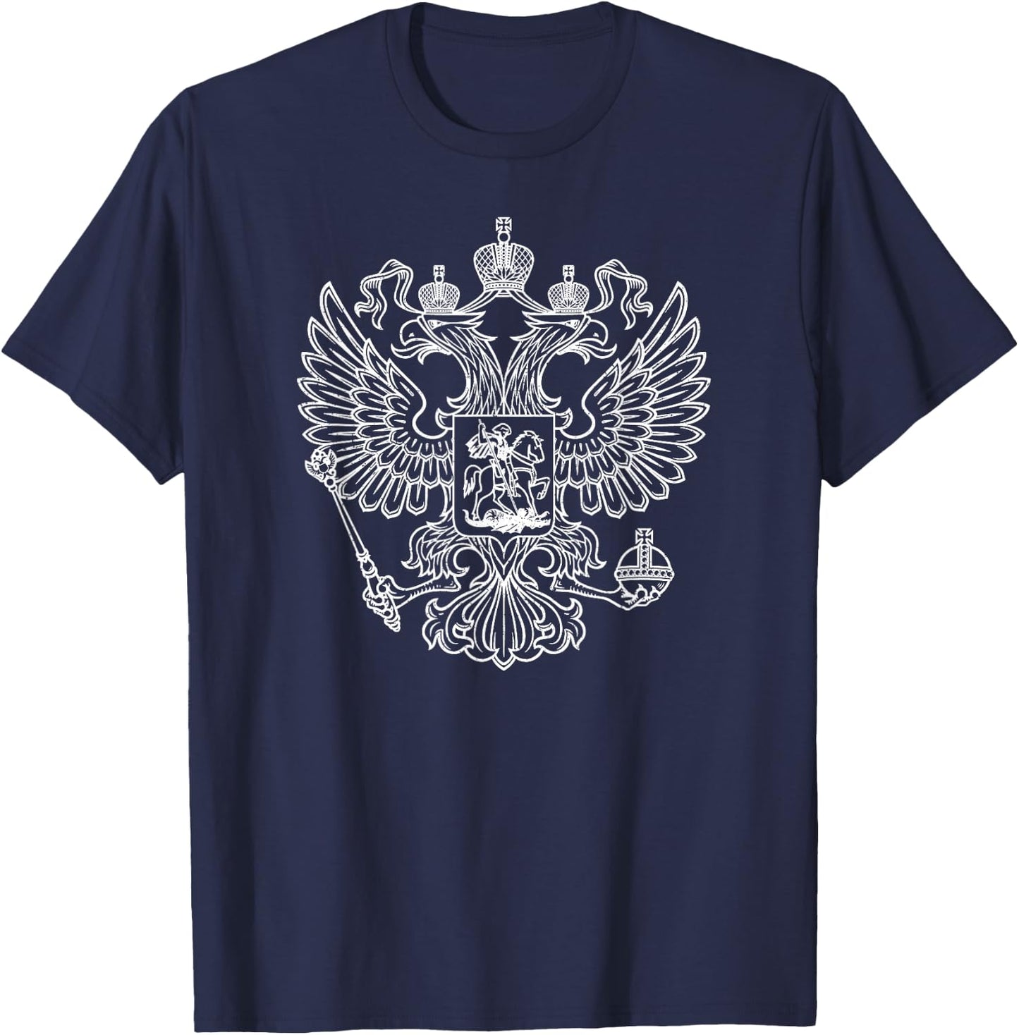 Russian Emblem Double Head Russian Eagle T-Shirt - T-Shirt | Navy