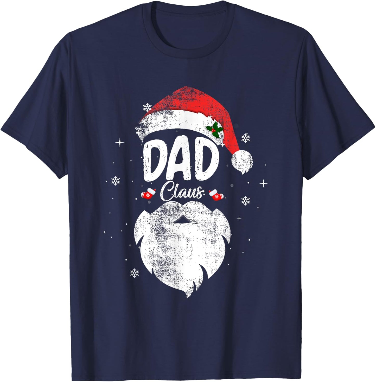Family Dad Claus Christmas Santa's Hat Pajama Matching T-Shirt - T-Shirt | Navy