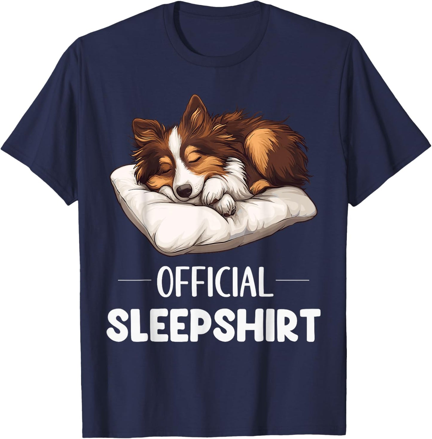 Official Sheltie Sleepshirt Cute Dog Lover Pyjamas Sleepwear T-Shirt - T-Shirt | Navy