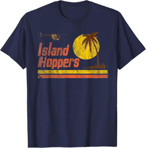 Sunset on Magnum Island Retro Hoppers in PI , Black, S T-Shirt - T-Shirt | Navy