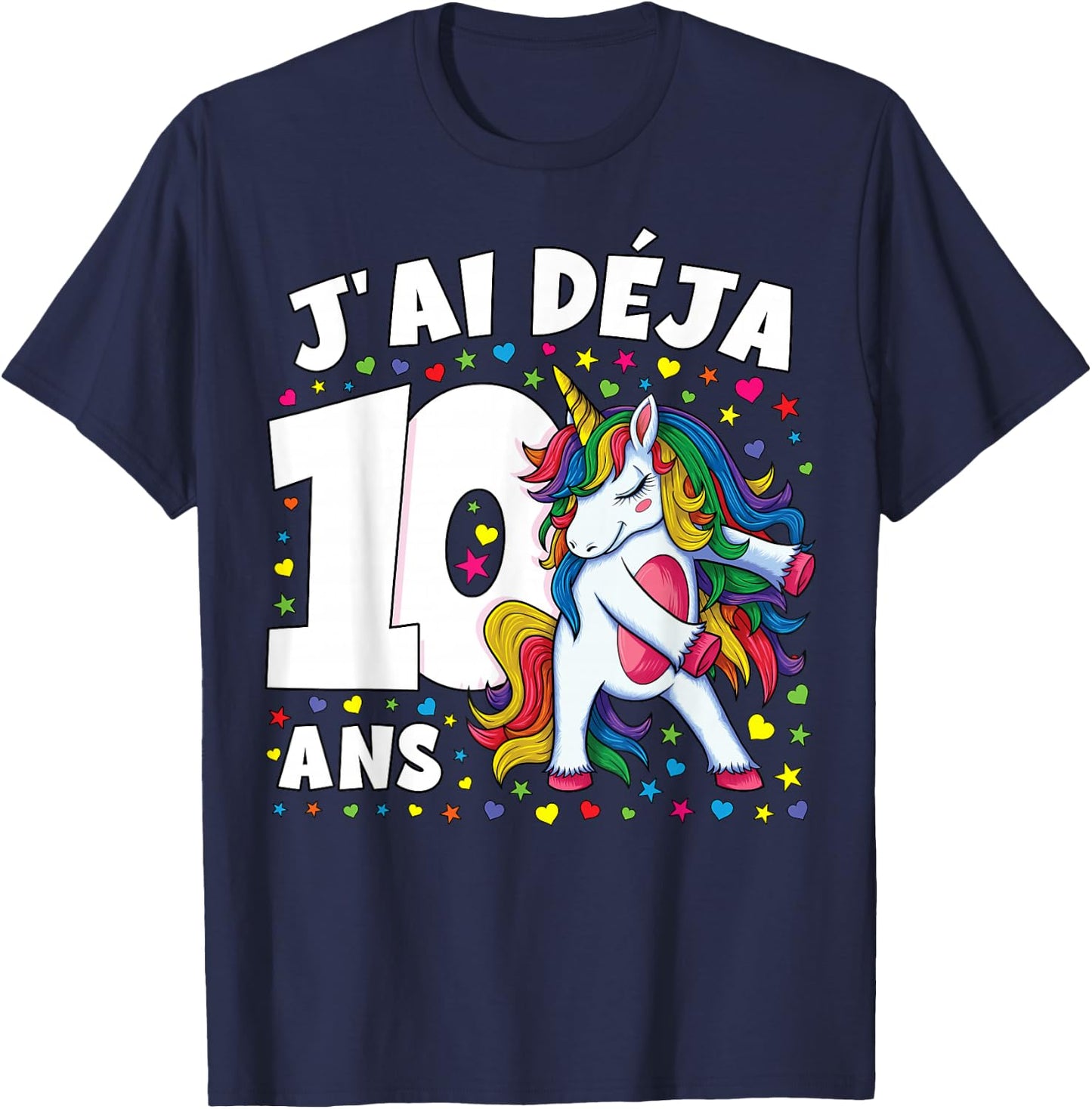 I Have Deja 10 Years Unicorn Girl Birthday Gifts , Black, S T-Shirt - T-Shirt | Navy
