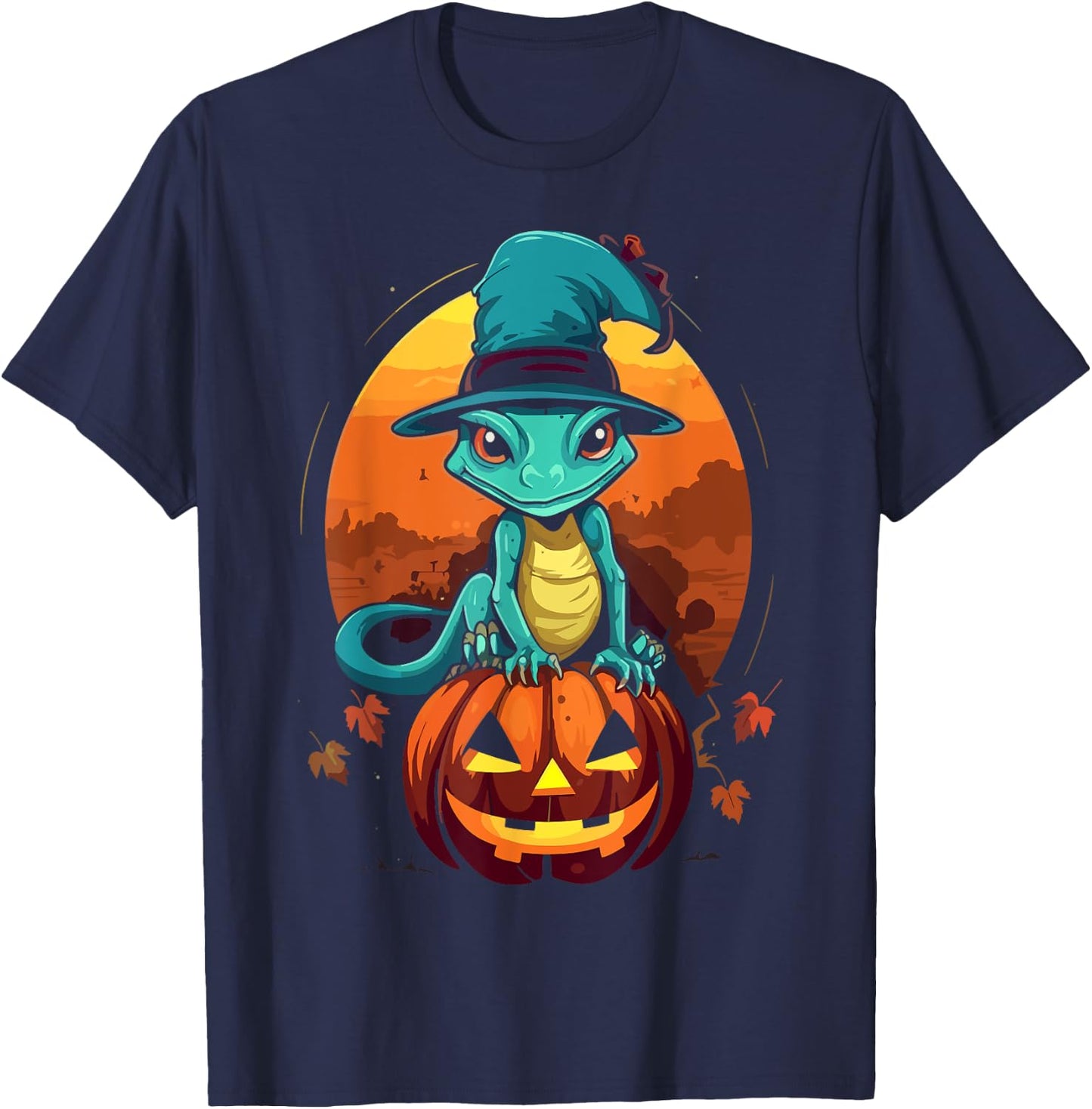 Gecko Halloween Scary Reptile Trick Or Treat Spooky Lizard T-Shirt - T-Shirt | Navy