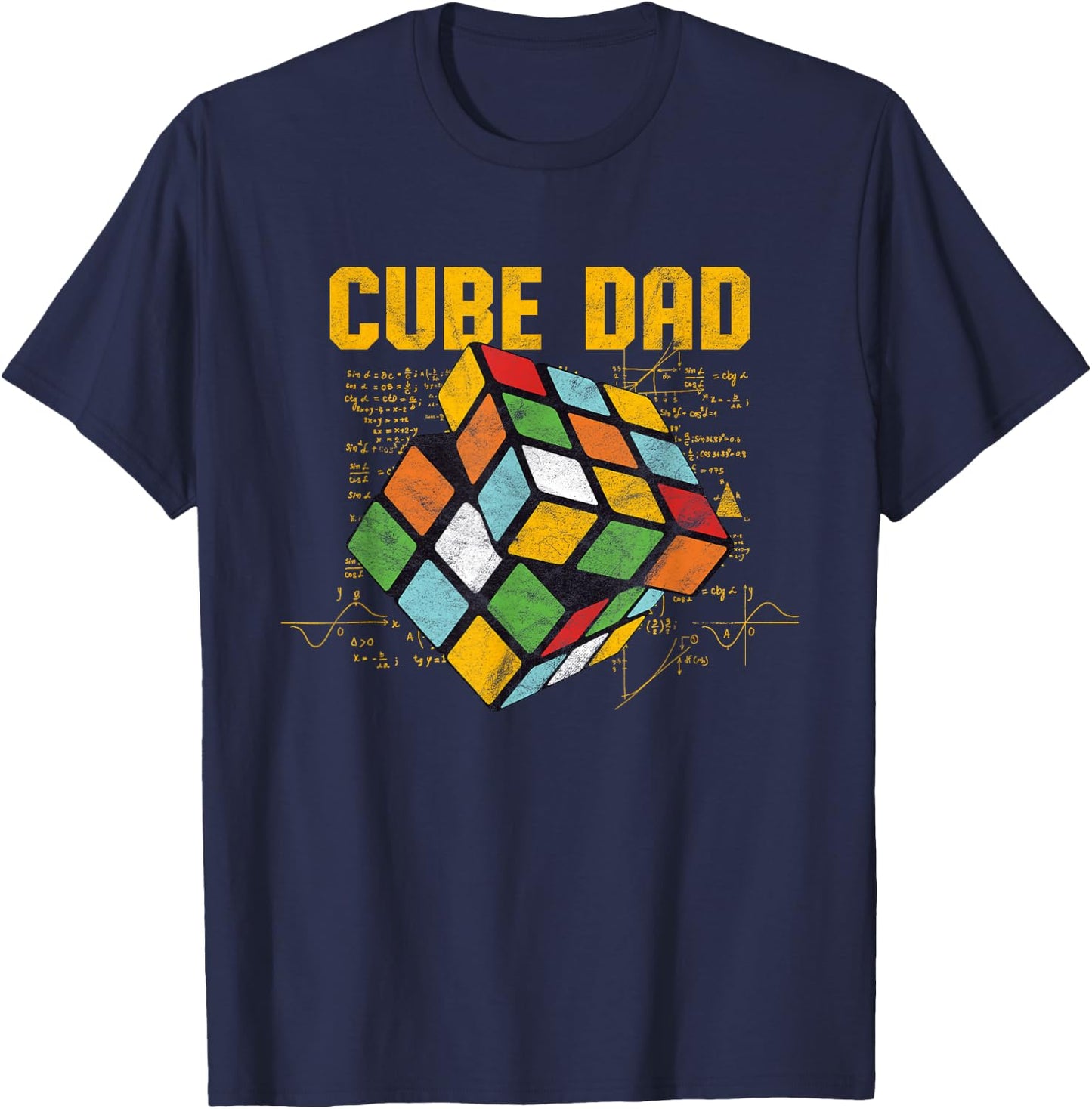 Puzzle Cube Dad Speed Cubing 80's Youth Vintage Math T-Shirt - T-Shirt | Navy