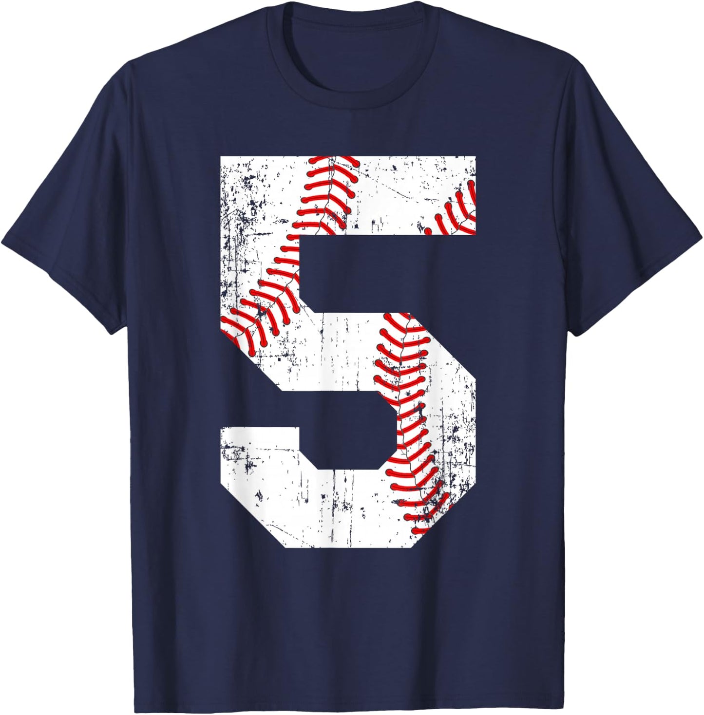 Vintage Baseball 5 Jersey Number T-Shirt - T-Shirt | Navy