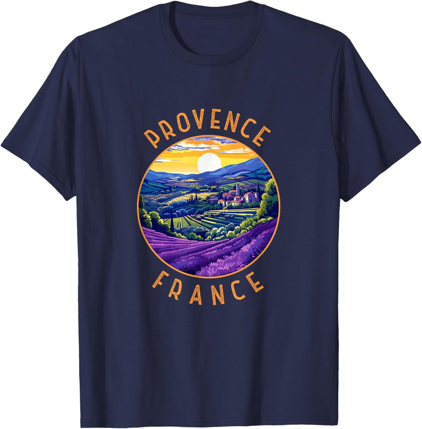 Circle aged retro Provence France Vintage , Black, S T-Shirt - T-Shirt | Navy