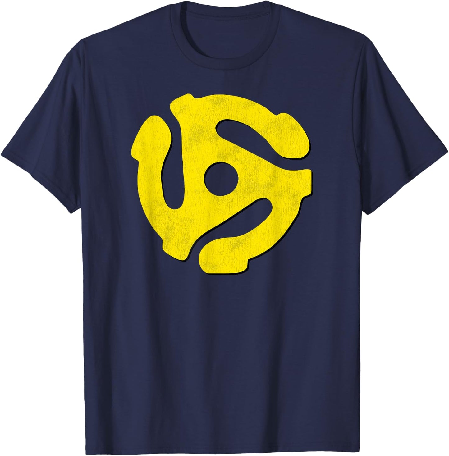 Music Geek, Retro 45 rpm Yellow Record Adaptor Vinyl Lovers T-Shirt - T-Shirt | Navy