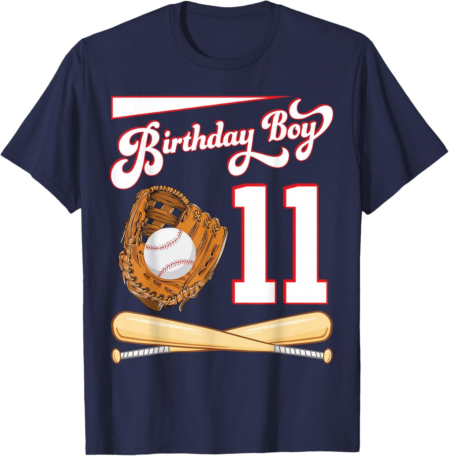Happy Birthday Baseball Player Boy 11 Years Old To Me Lover T-Shirt - T-Shirt | Navy