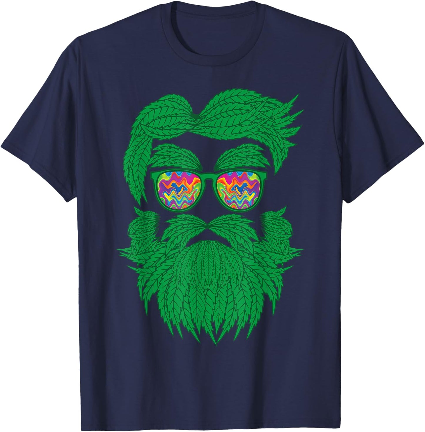 Weed Beard Sunglasses 420 Cannabis Marijuana Stoner Gift T-Shirt - T-Shirt | Navy