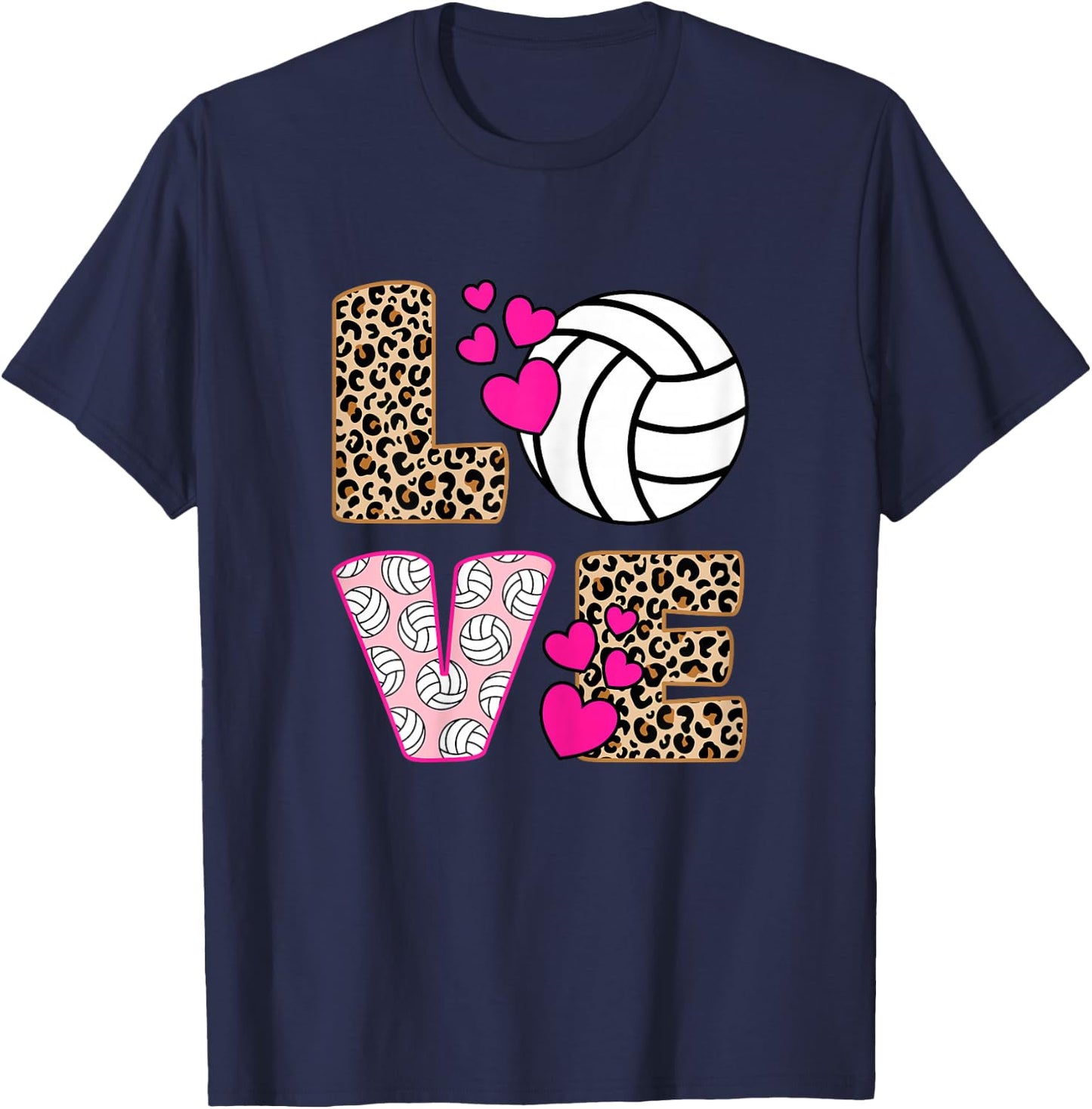 Love Volleyball Women Girls Volleyball Player , black T-Shirt - T-Shirt | Navy