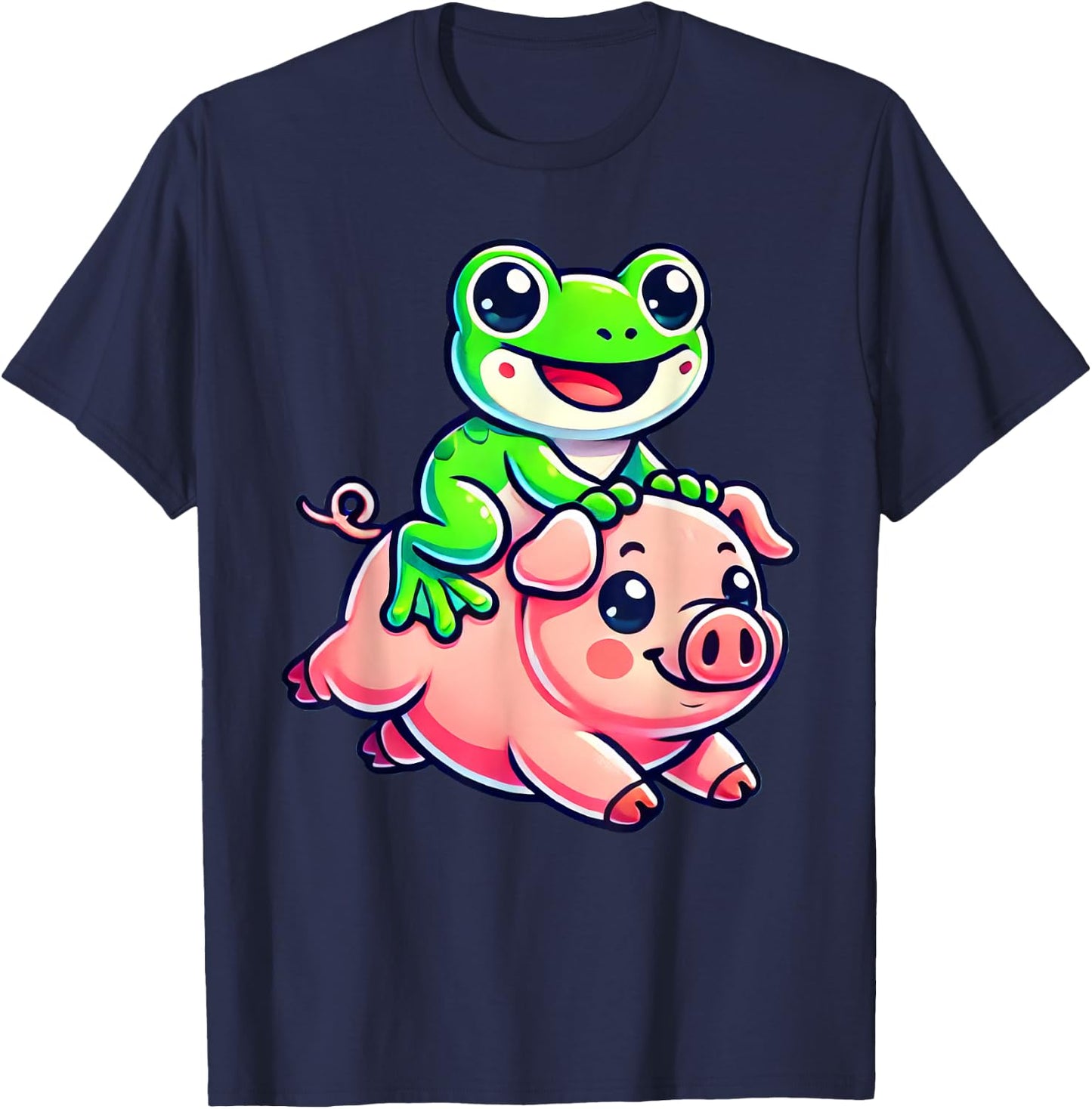 Kawaii Frog Pig T-Shirt - T-Shirt | Navy