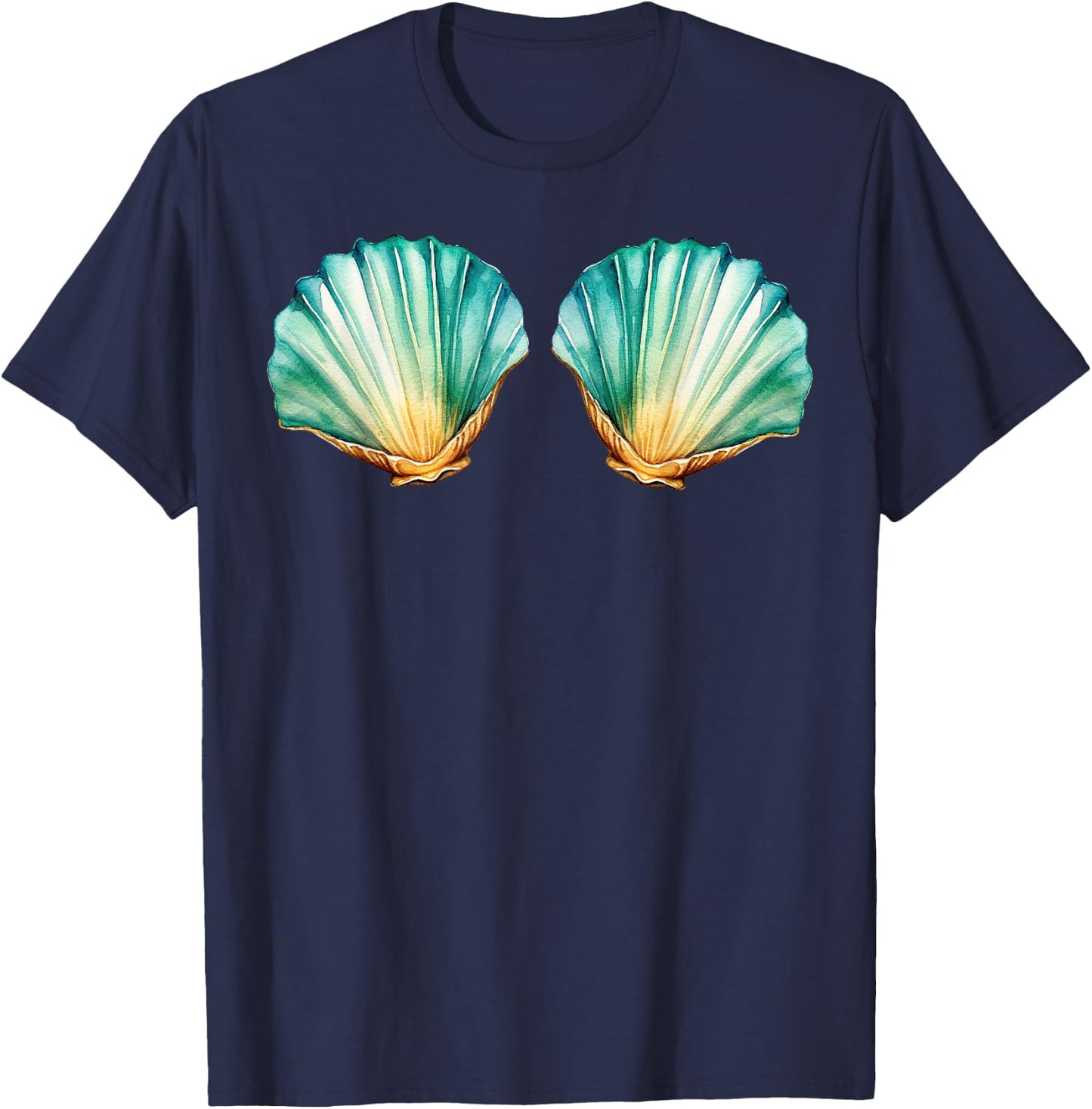 Mermaid Sea Shell Bra Costume Funny Costume Mermaid T-Shirt - T-Shirt | Navy