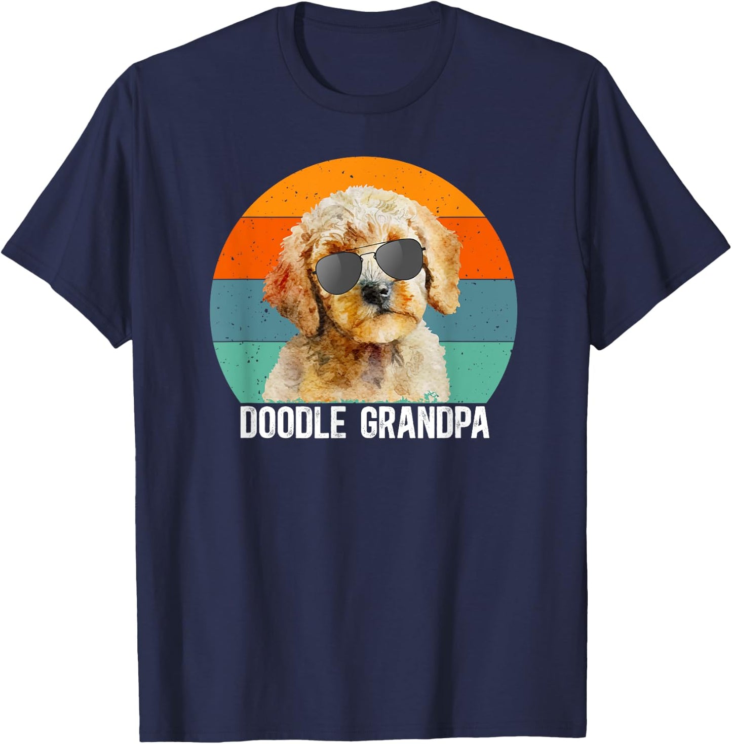 Doodle Grandpa Of A Goldendoodle Grandfather Retro T-Shirt - T-Shirt | Navy