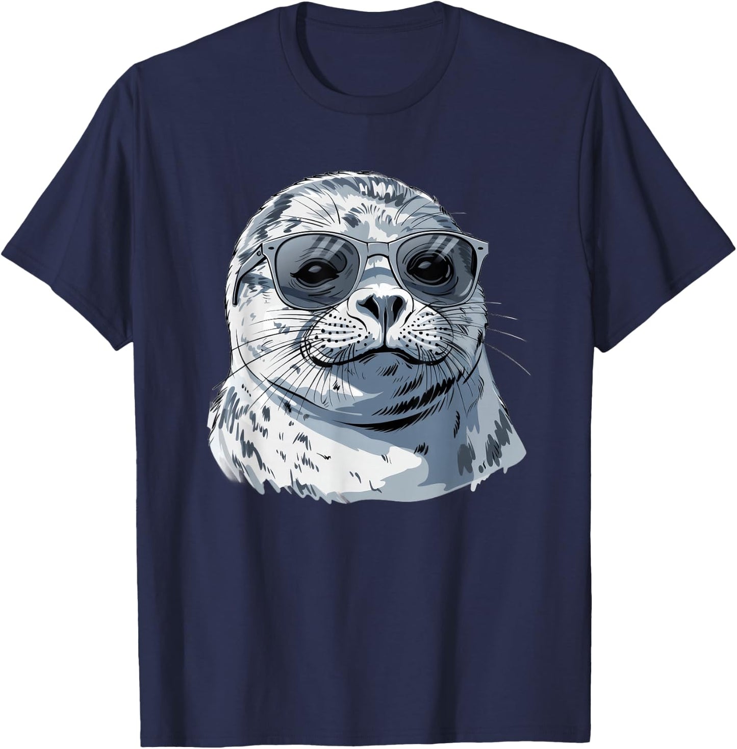 Harp Seal With Sunglasses T-Shirt - T-Shirt | Navy