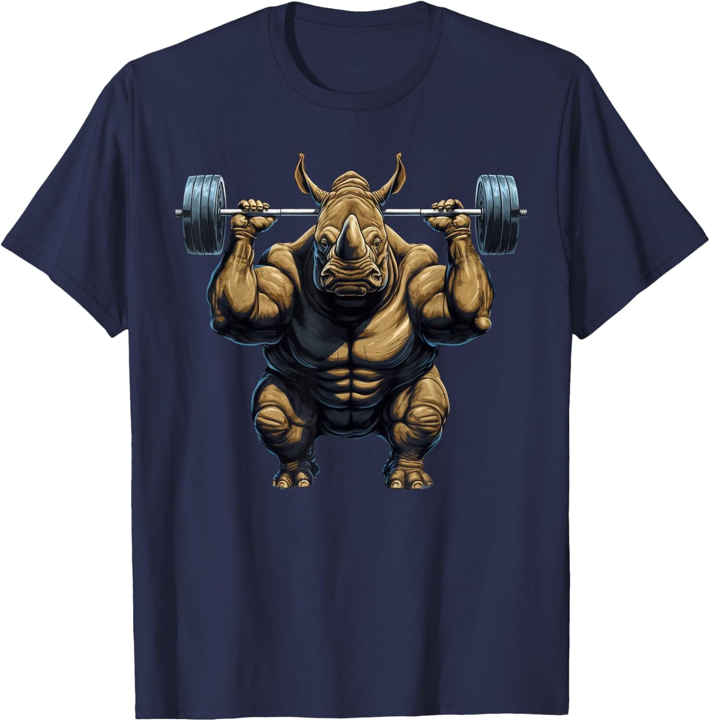 Rhino Powerlifting Weightlifting Rhinoceros Gym Workout T-Shirt - T-Shirt | Navy
