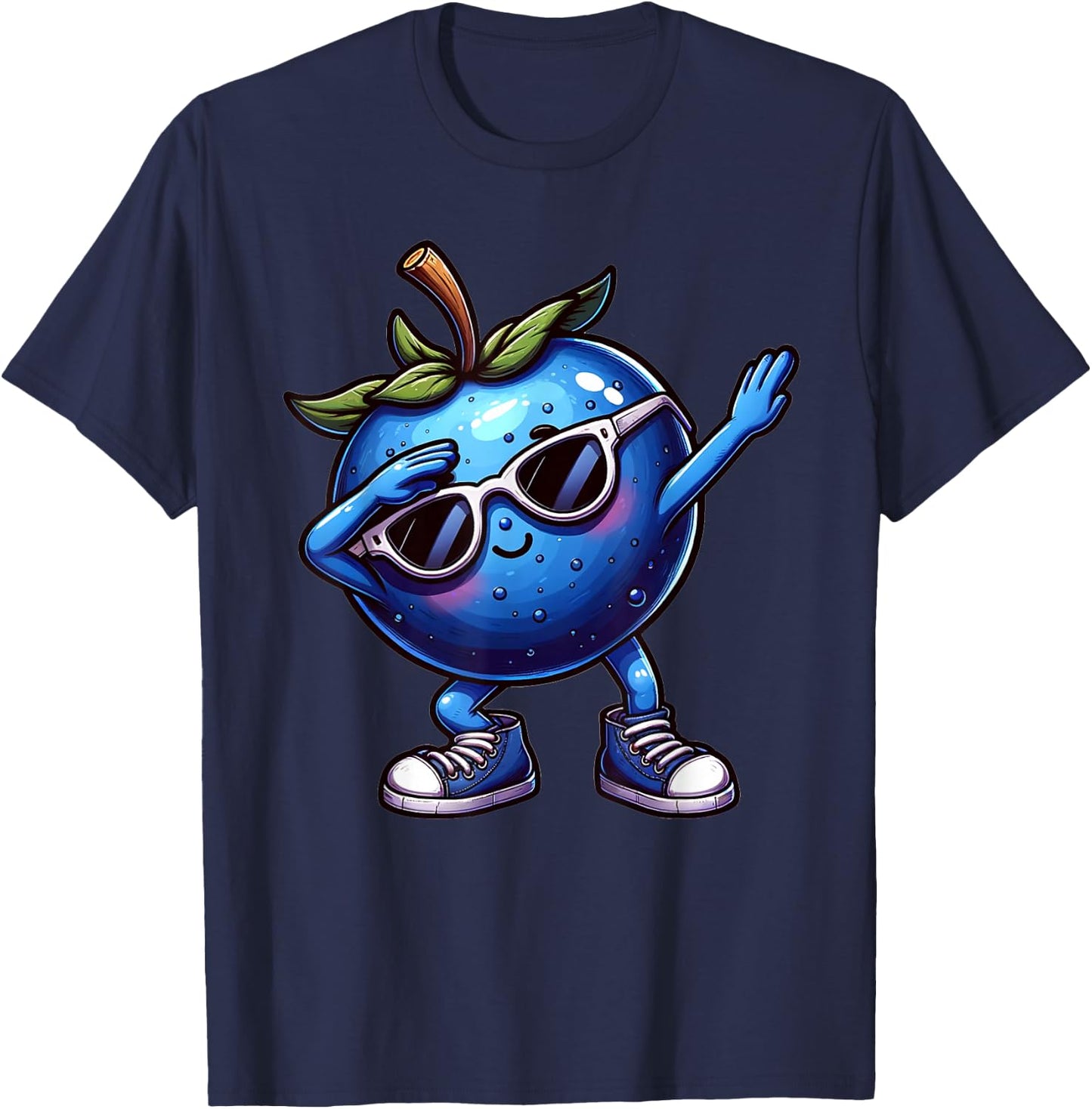 Dabbing Blueberry Funny Blue Blueberry Fruit , black T-Shirt - T-Shirt | Navy